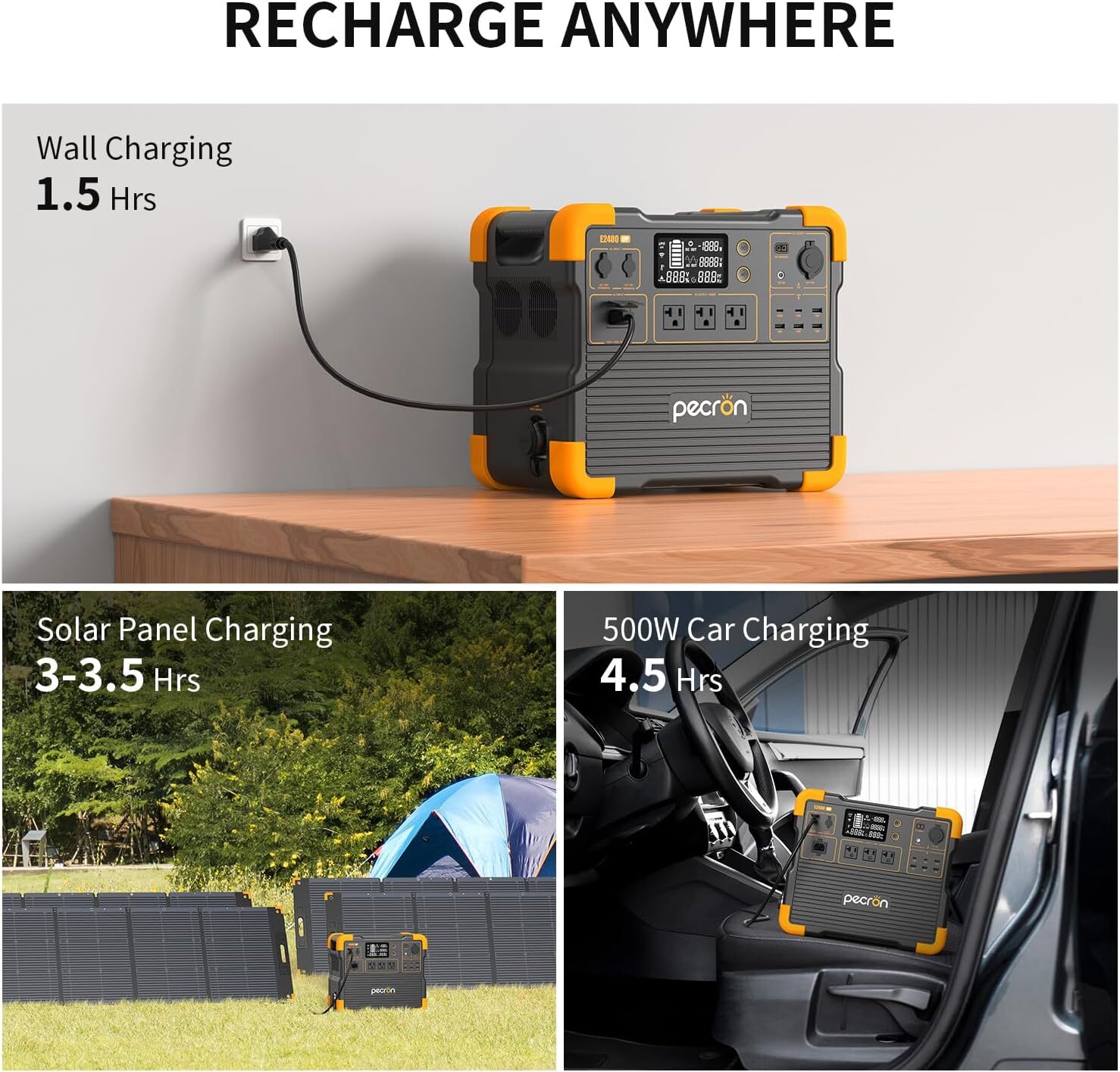 pecron E2400LFP 2048Wh Portable Power Station with 3072Wh Extra Battery Backup