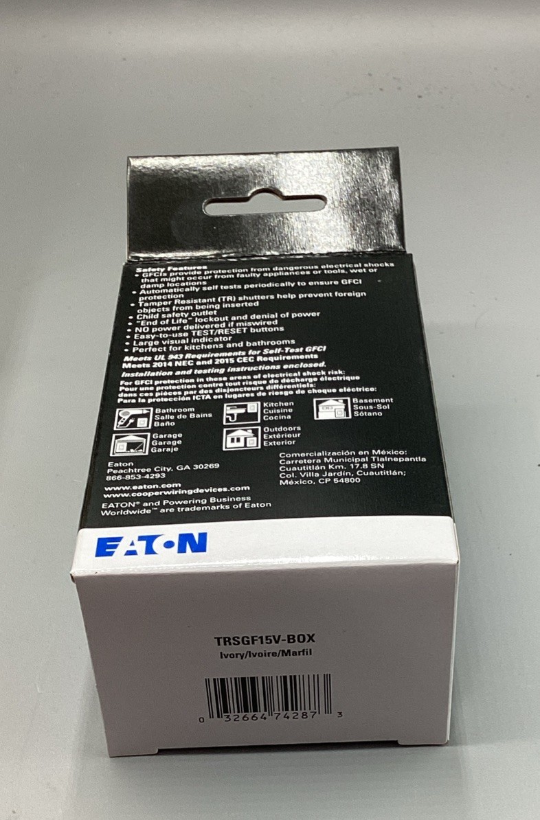 NOB Lot Of 10 Eaton TRSGF15V Ivory GFCI Self-Test Receptacle Outlets 15A TRSGF15
