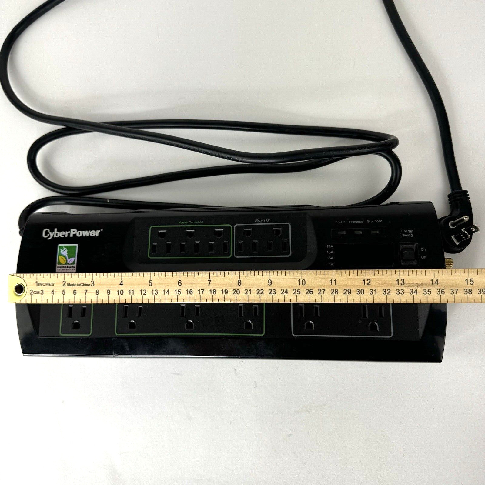 Cyber Power Surge Protector 11 Outlets 8 Foot Cord Energy Saving Mode 15A 125v