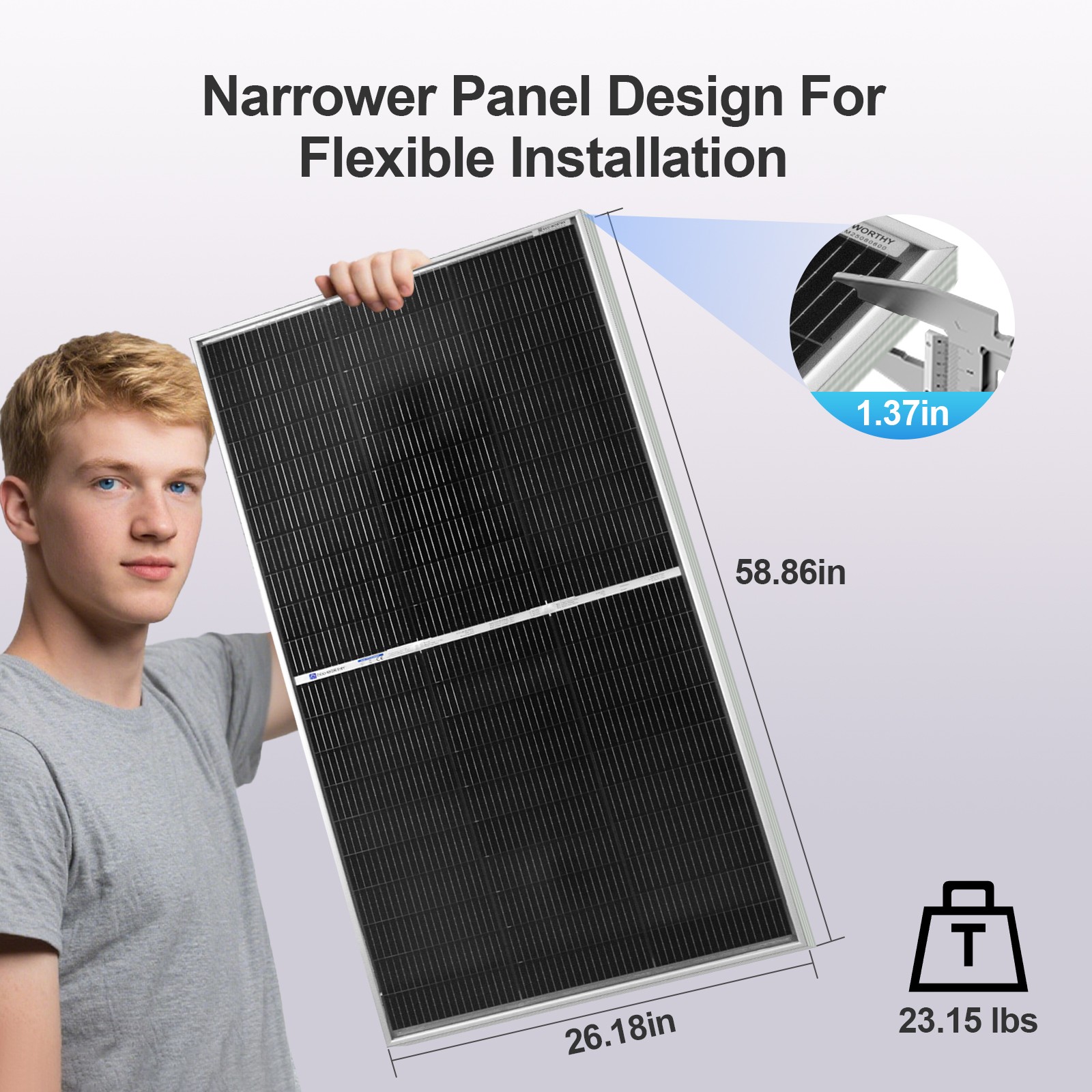 ECO-WORTHY Bifacial 195W Watt 12V Solar Panel Mono HighEfficiency PV for Sunshed