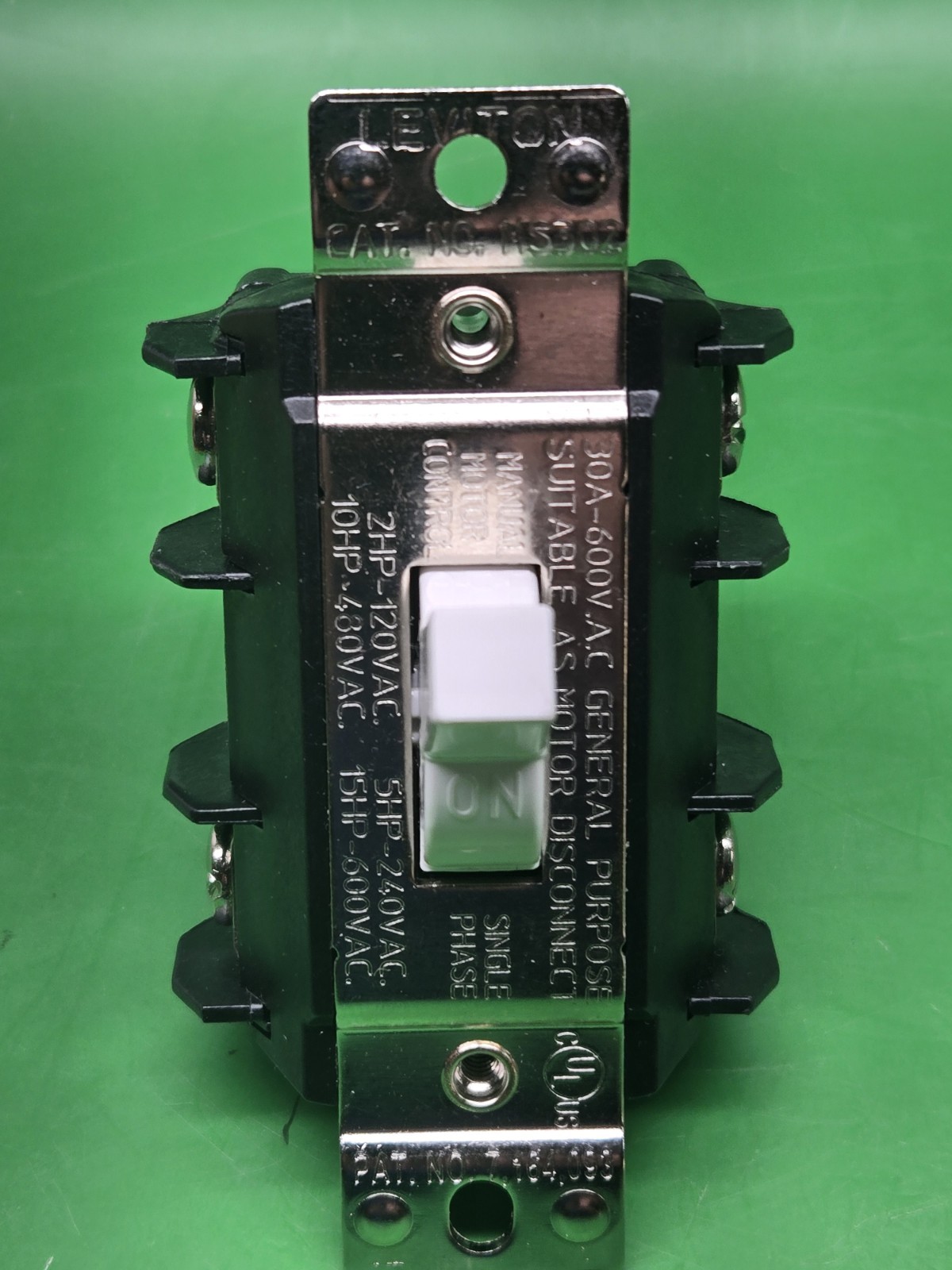 LEVITON MS302 , 30A -600V -AC SINGLE PHASE MANUEL SWITCH-MOTOR DISCONECT