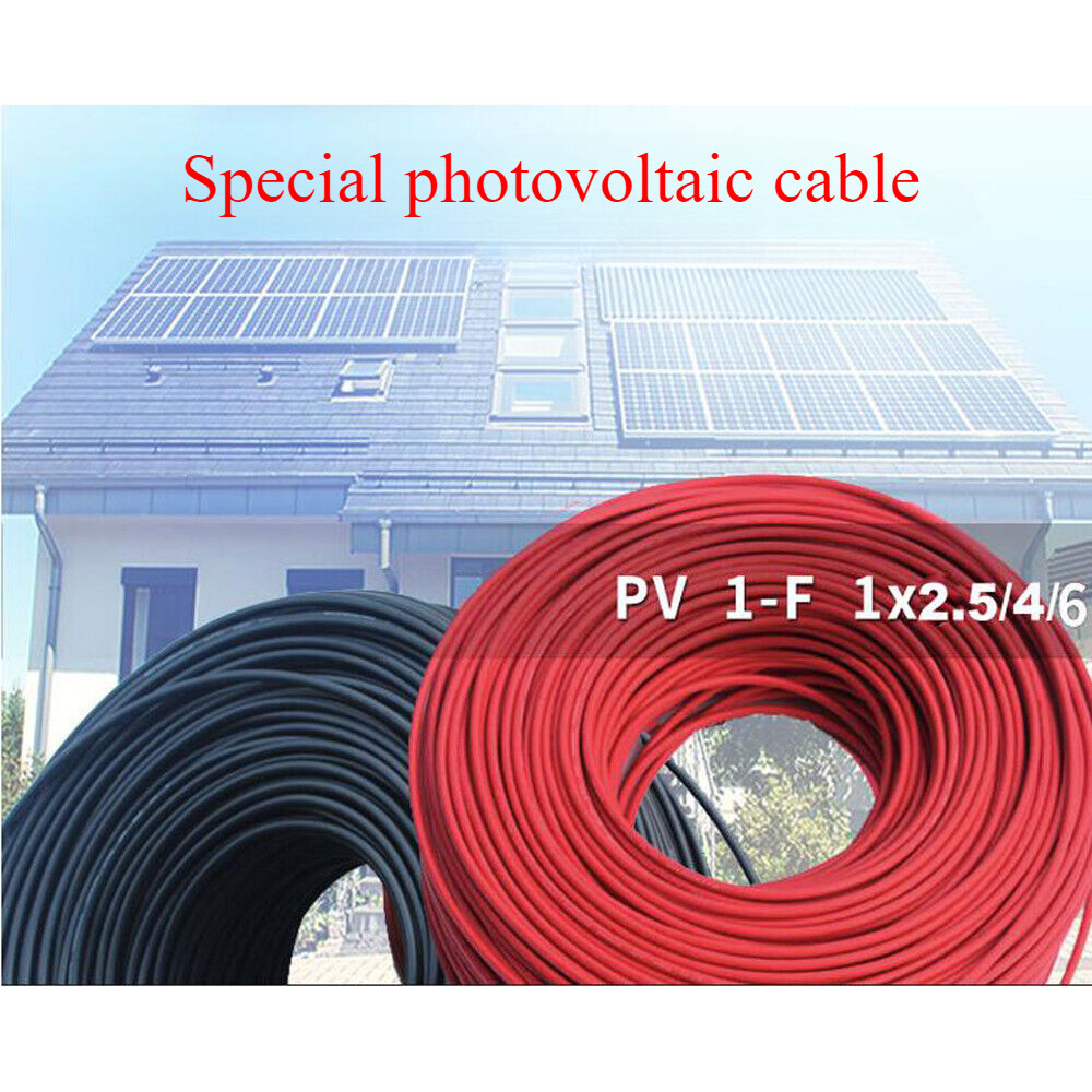 1 Pair Black + Red Solar Panel Extension Cable Wire PV Connector 10 12 14 AWG