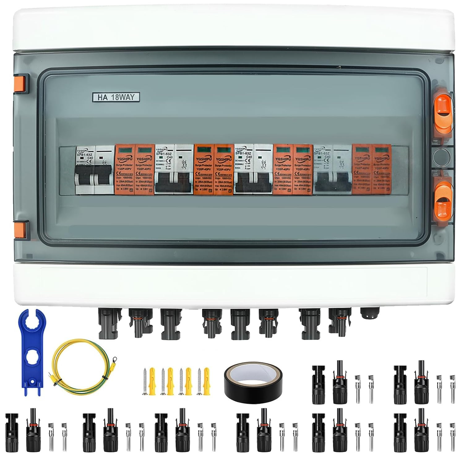Solar Disconnect Switch, PV Combiner Box 4 String 1000V 40A Solar Surge Protecto