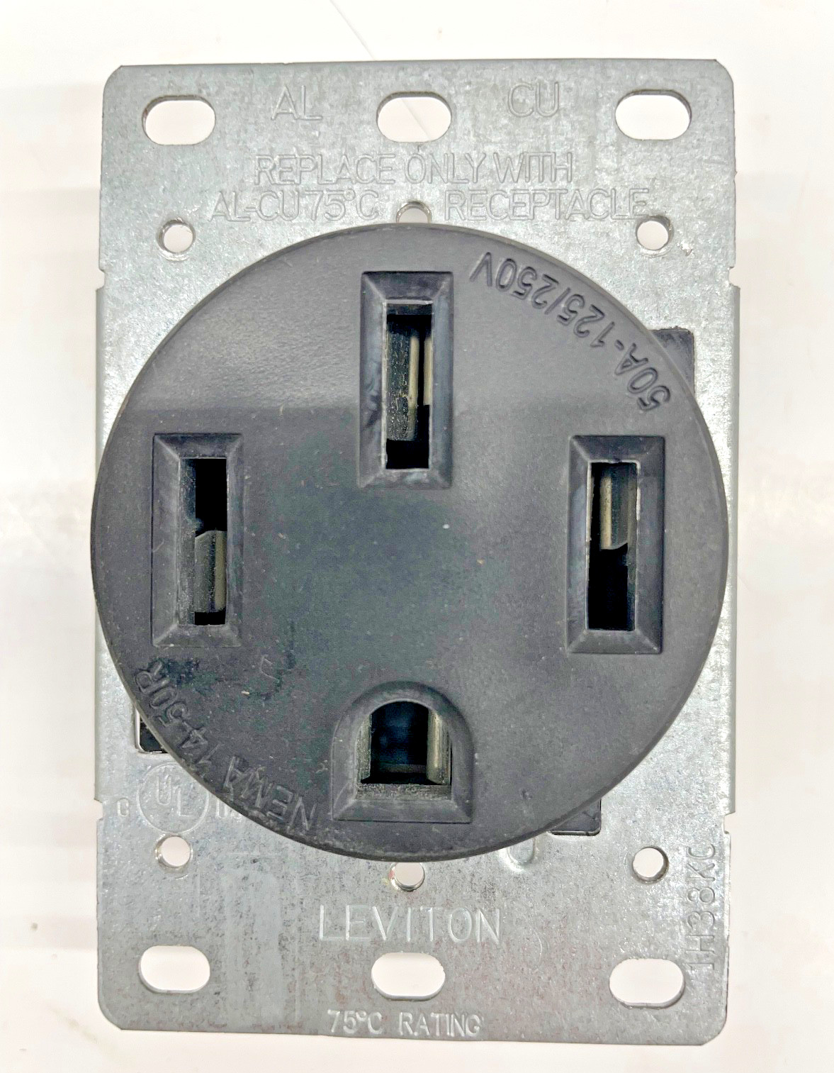 Leviton 50 Amp NEMA 14-50R EV Charging Outlet Heavy Duty Flush Mount Receptacle