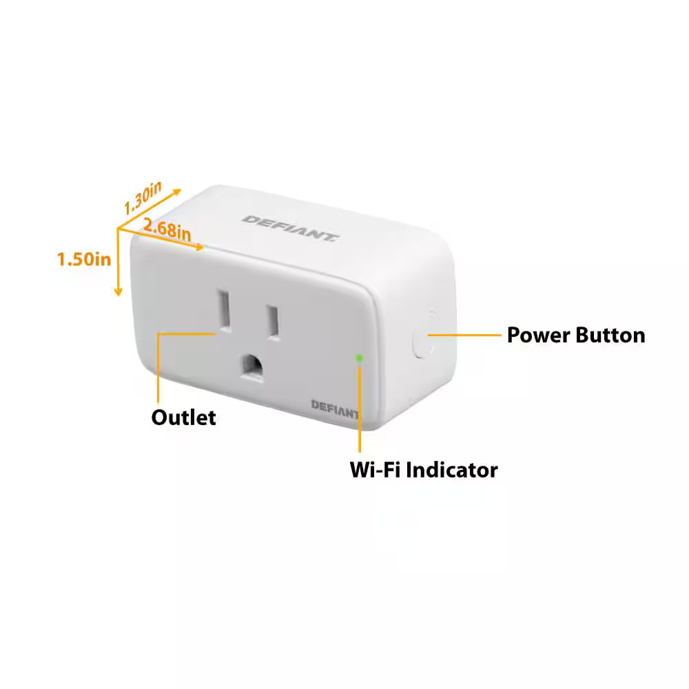 15 Amp 120-Volt Indoor Smart Plug & Timer Wi-Fi Bluetooth Single Outlet Powered