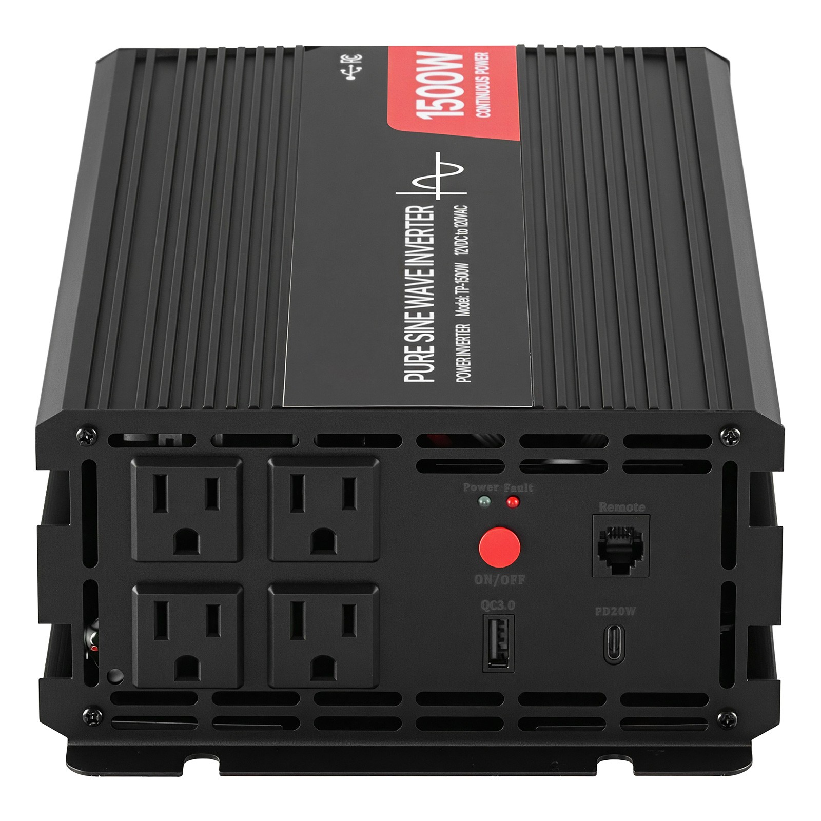 Uimoso 1500W Pure Sine Wave Inverter 12V DC to 120V AC with Remote & USB-C
