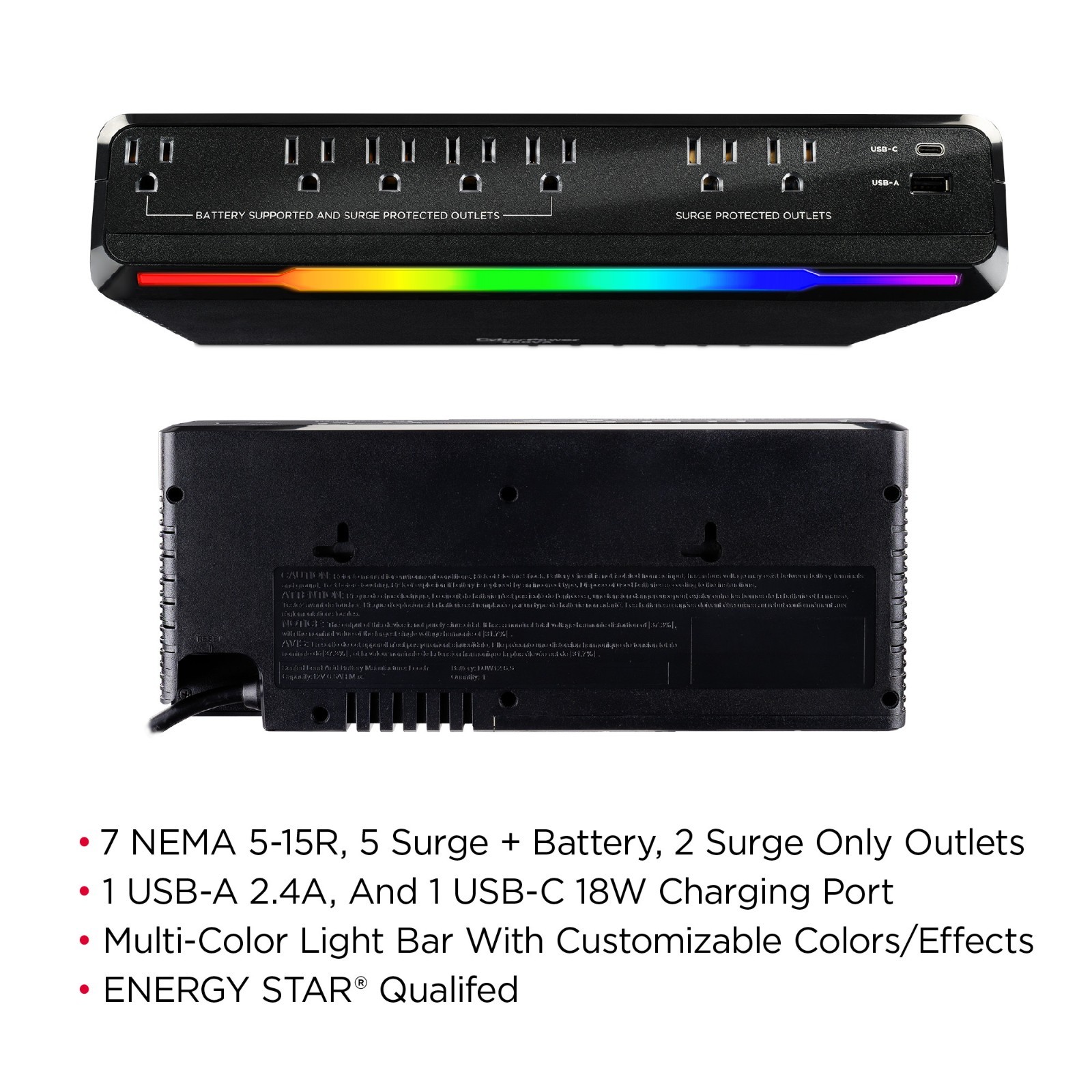 CyberPower GX950UC 950VA/510W Standby UPS RGB USB-C for Gaming