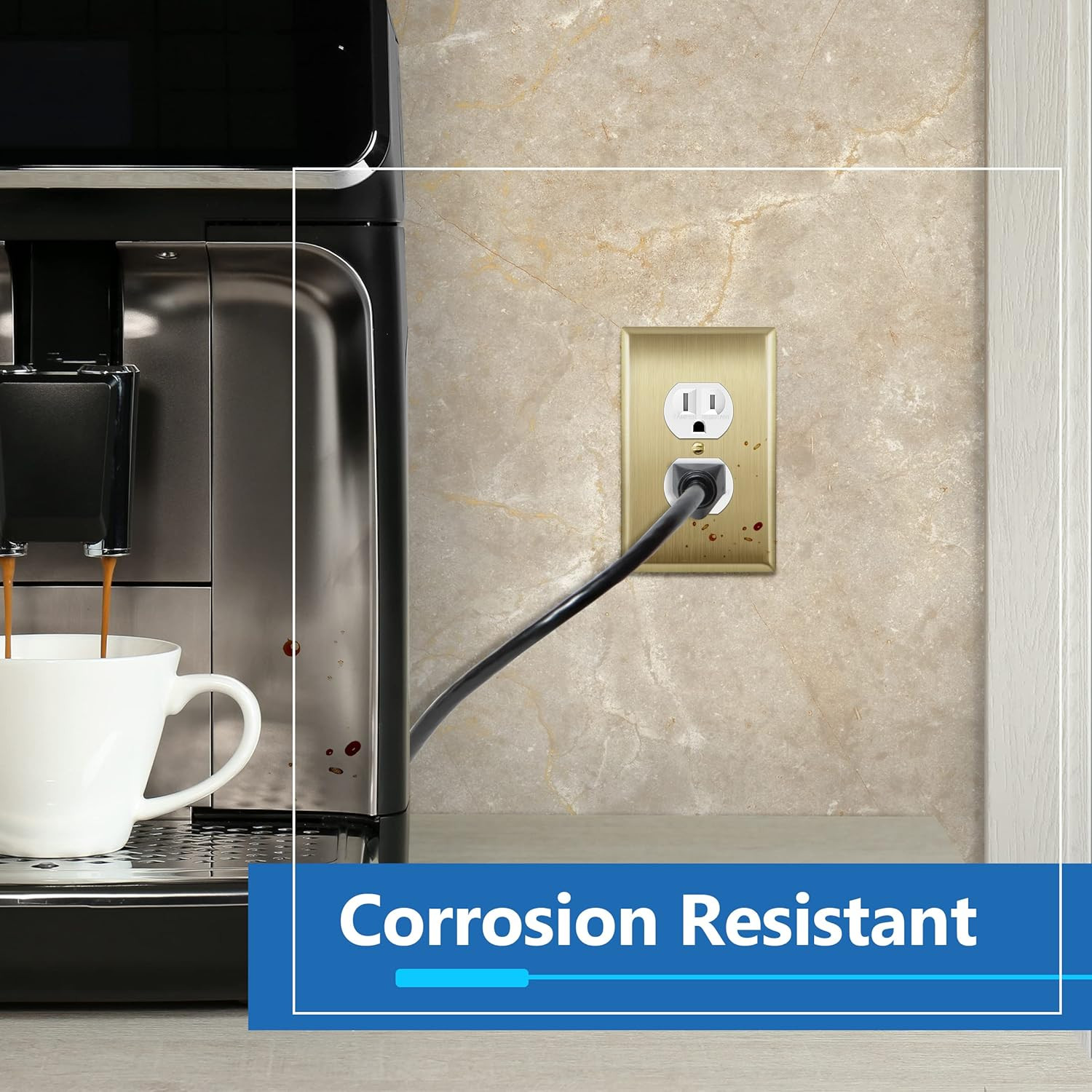Duplex Receptacle Metal Wall Plate, Outlet Cover, Corrosion Resistant, Mid-Size
