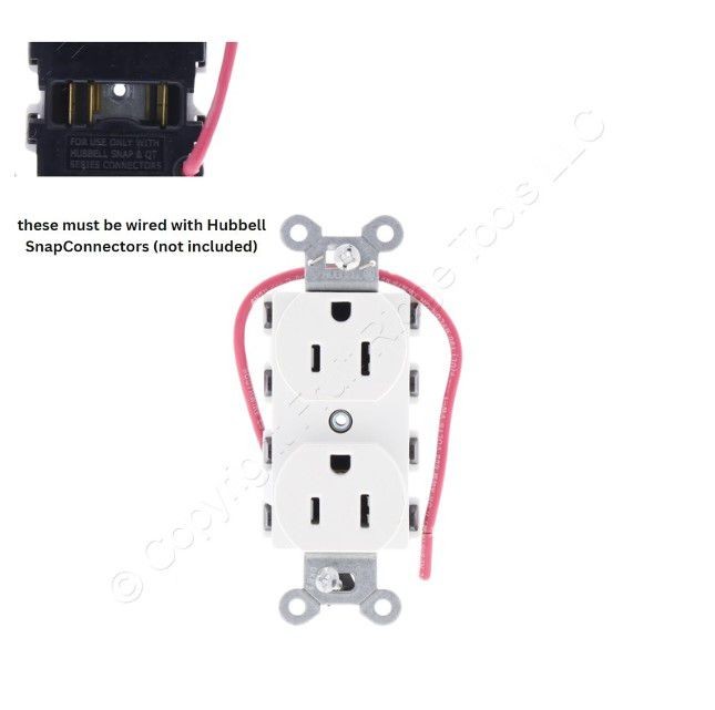 Hubbell SNAP5262WSC White SnapConnect Duplex Outlet Receptacle Split Circuit 15A