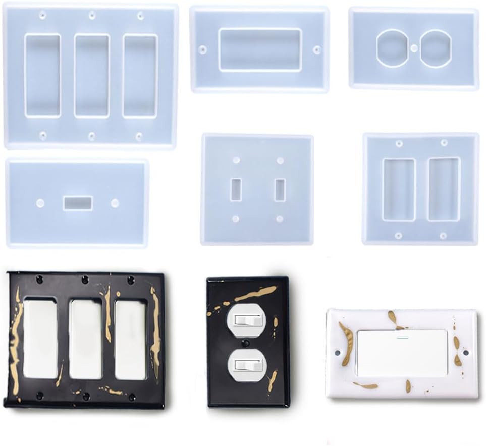 Light Switch Cover Resin Molds, 6PCS Silicone Standard Light Switch Cover Plate