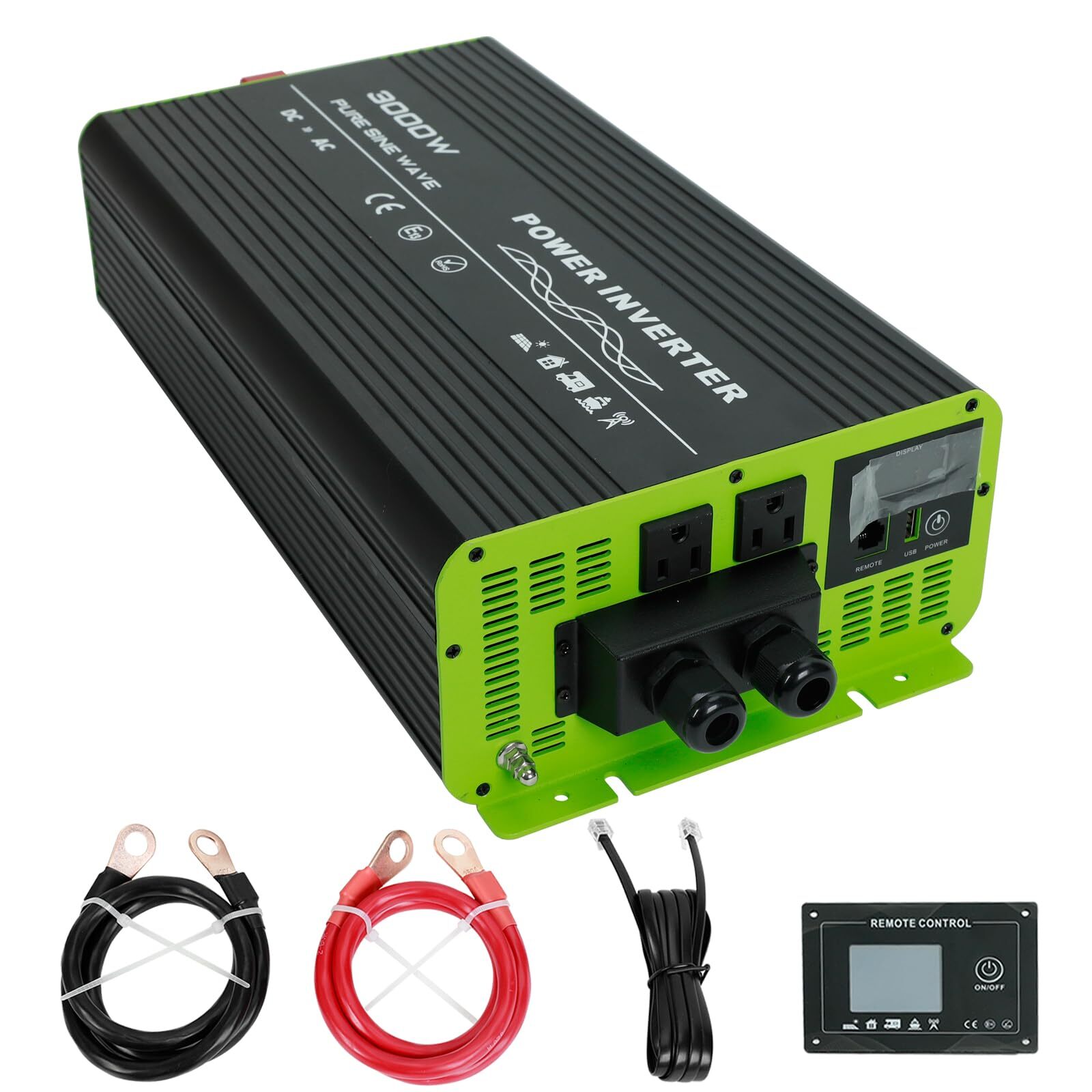 for RV Camper 3000W Pure Sine Wave Inverter 12V DC to 120V AC Converter