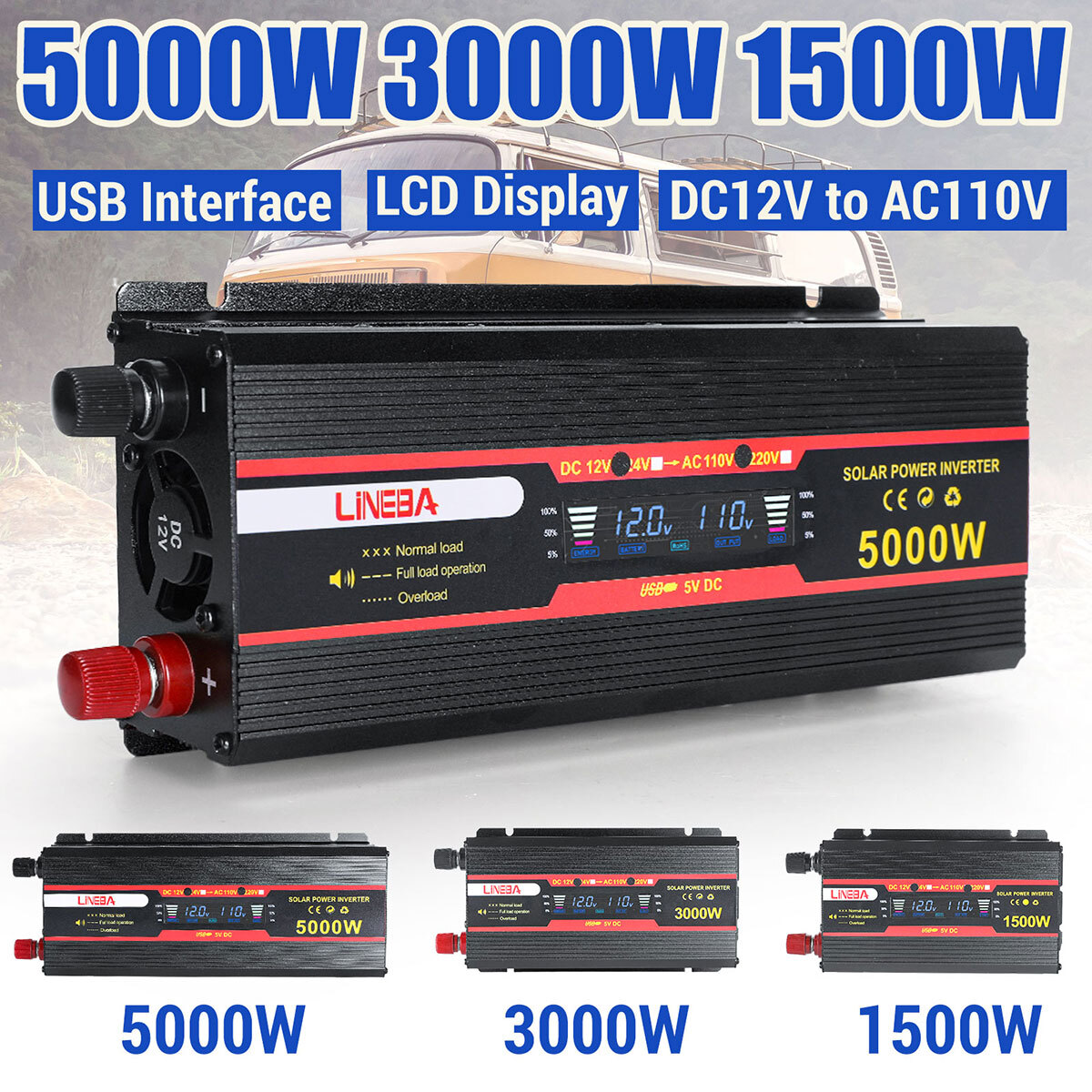 12V to 110V Solar Panel System Charge Controller 5000W Solar Inverter Kit Power