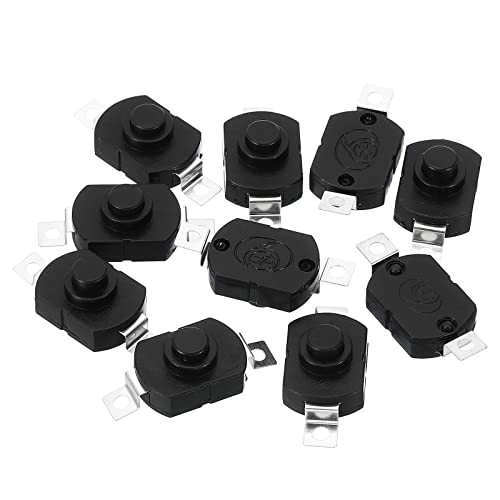 Latching Push Button Switch, 10 Pcs KAN-23 Flat Pin On/Off Self-Lock DC 30V
