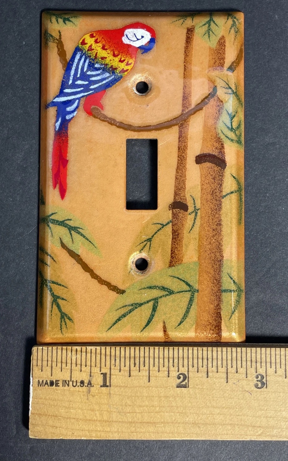 Parrot Bird Tropical Light Switch Plate Cover Limoges Limiteds Hand Painted CA