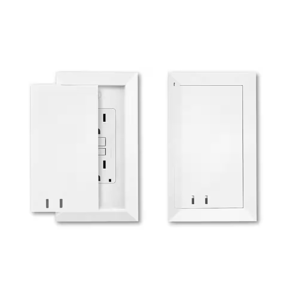 (2-Pack) Child-Resistant Outlet Cover 1-Gang GFCI White 1-Duplex and Stylish Pla