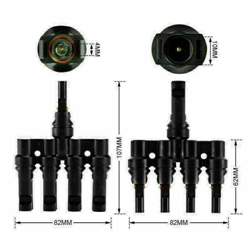 T Branch Solar Panel Cable Photovoltaic Connector Male to Female Connectors CE