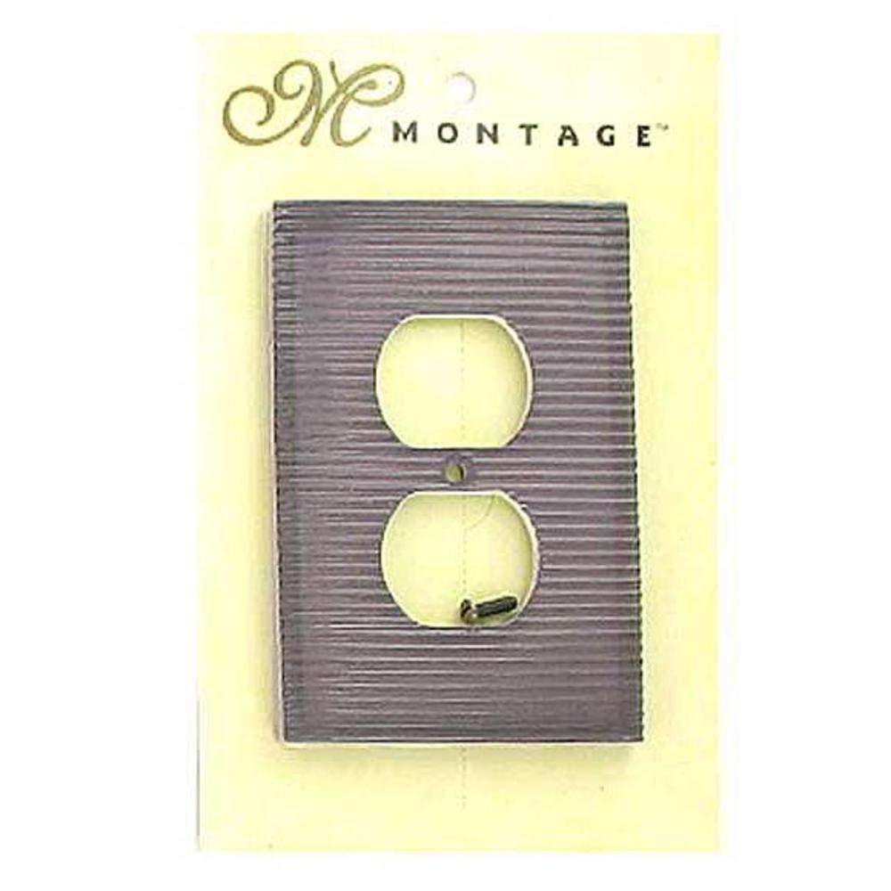 Lot of 6 Montage Modern Grey Ribbed Duplex Receptacle Lacquered Wall Plate Cover
