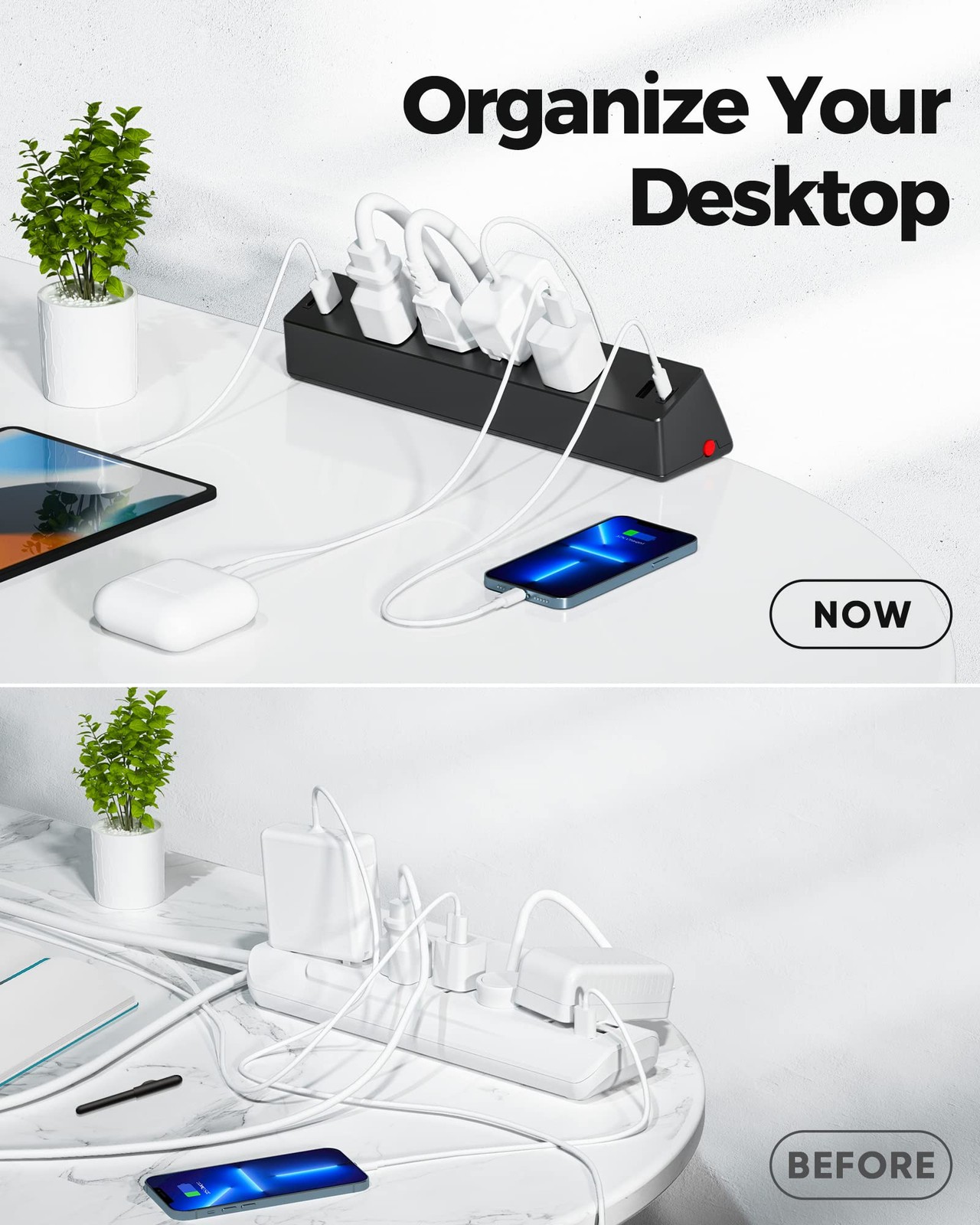 Desk Clamp Power Strip, 1875W Surge Protectors with 2 USB A, 2 USB C Ports, 4…