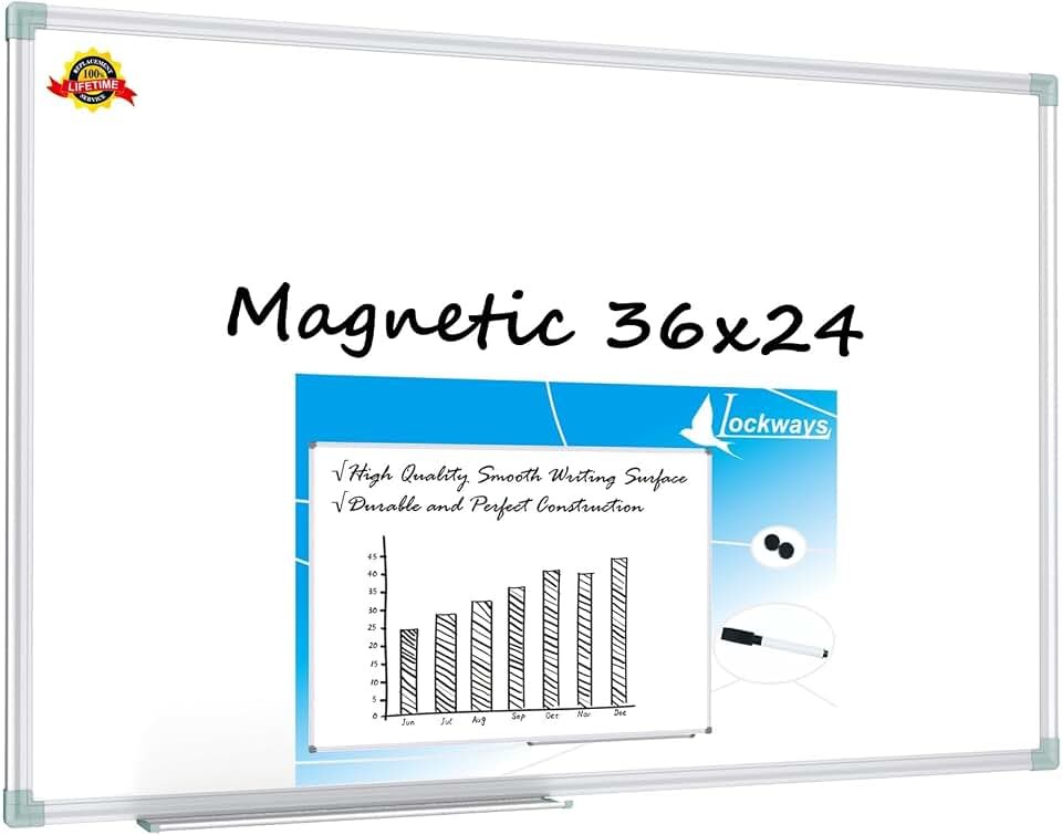 Lockways Magnetic Dry Erase Board, 36 x 24 Inch Magnetic Whiteboard
