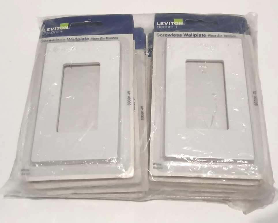 Leviton 80301 SW Decora Plus Wallplate Screwless Snap-On Mount (10-Pack) White