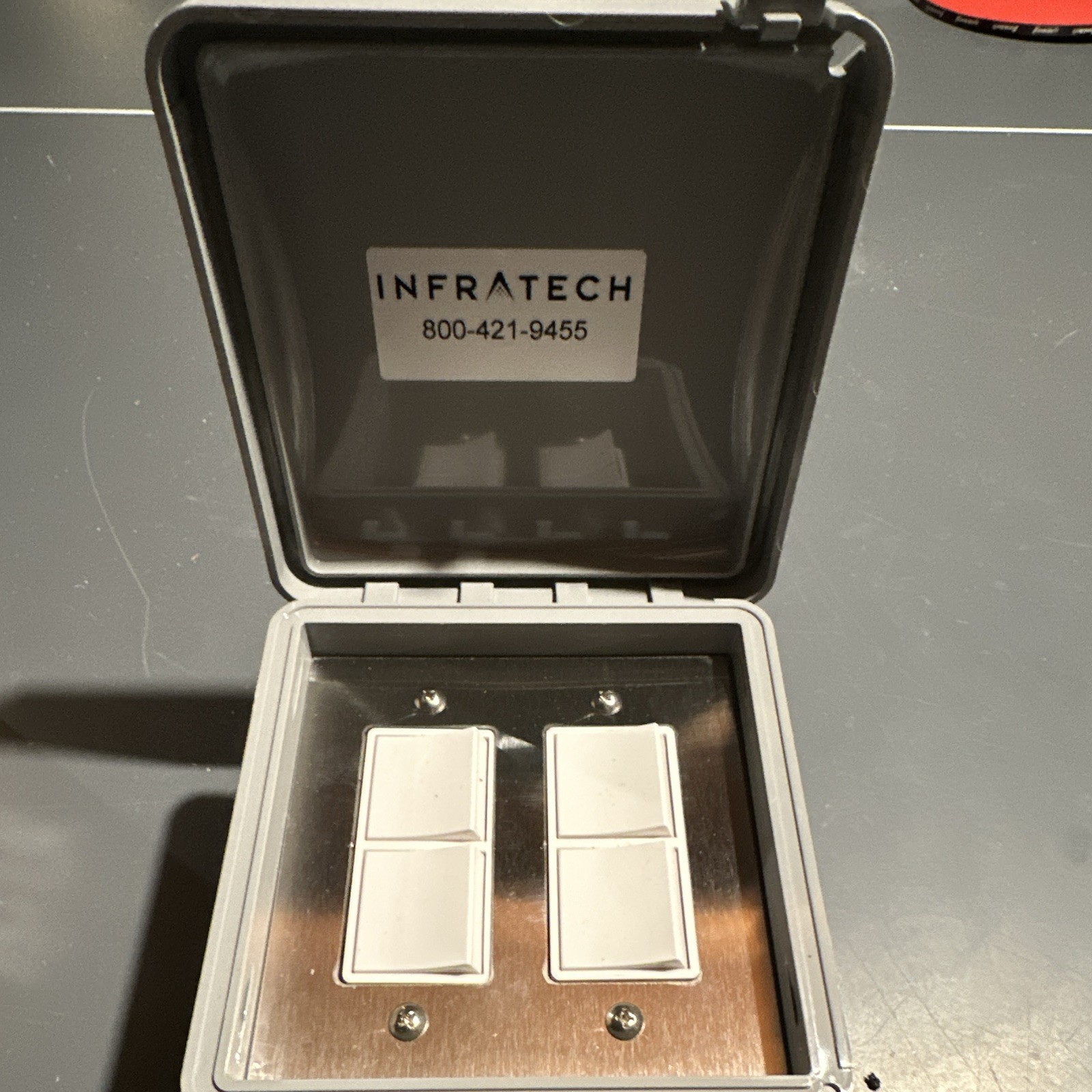 Infratech Dual Rocker Wall Switch Weatherproof Stainless Steel Cover 120V 20A