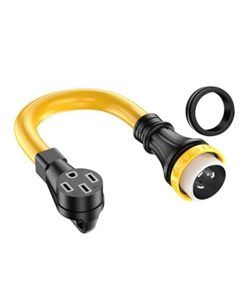 50 Amp Twist Lock Adapter NEMA SS2-50P Male to 14-50R Female Plug with Grip