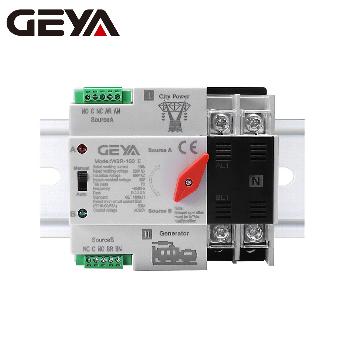 GEYA ATS PC Dual Power Automatic Power Transfer Switch 4Pole 100A 220V 110V Grid