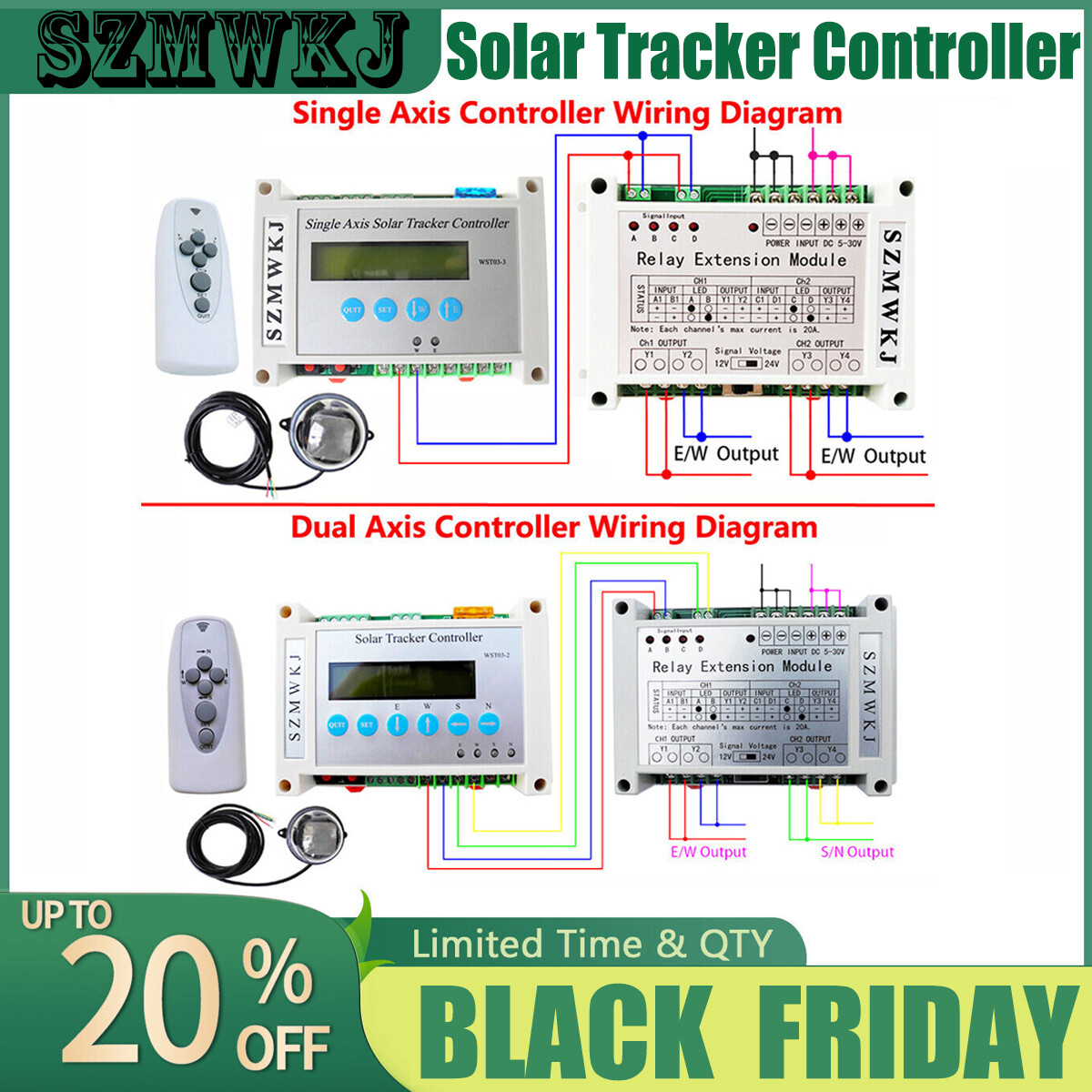 Single/Dual Axis Electronic Controller +Relay Module for Solar Panel Tracker Kit
