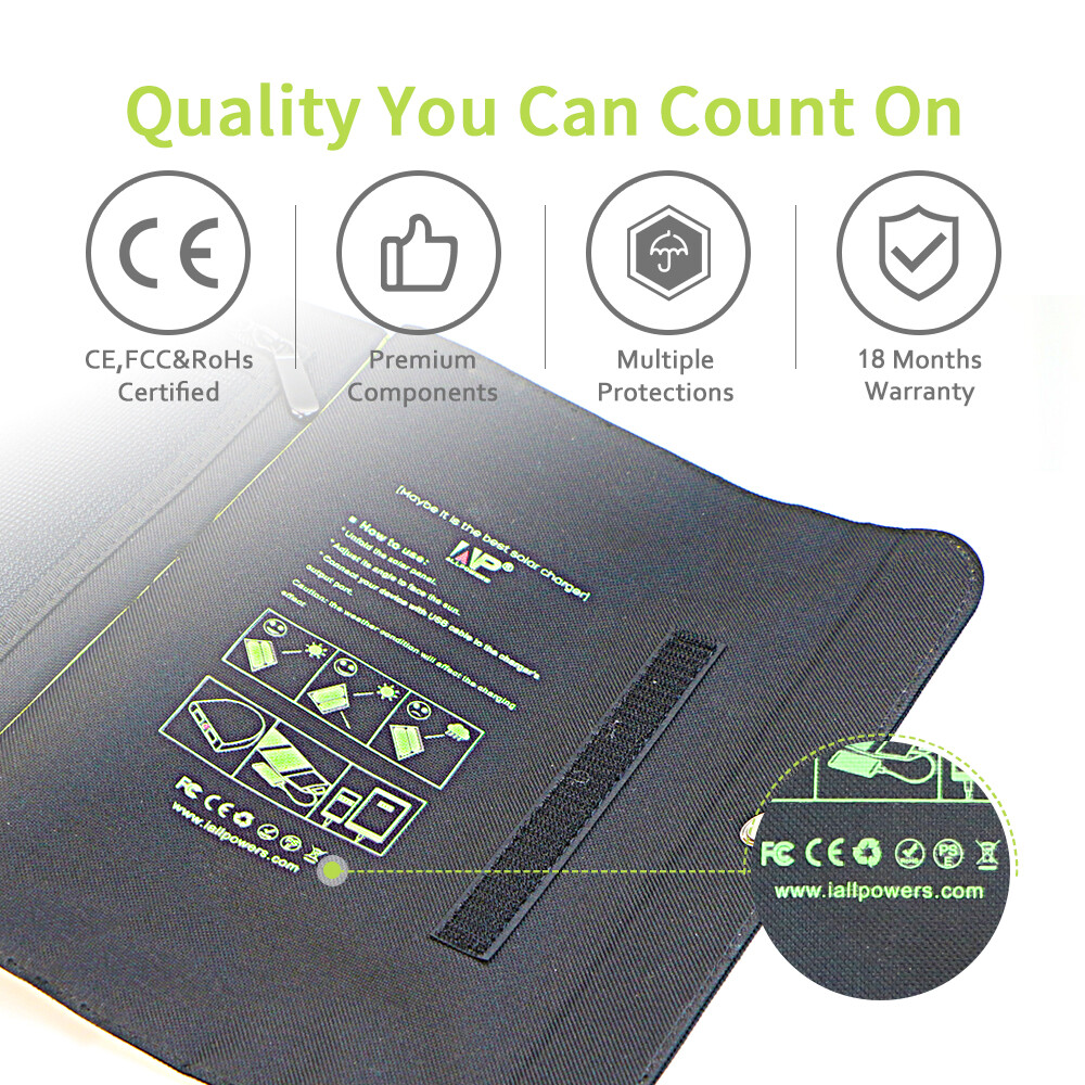 ALLPOWERS 21W Solar Charger with 10000mAh PowerBank and 3 Fast Charging USB-A/C