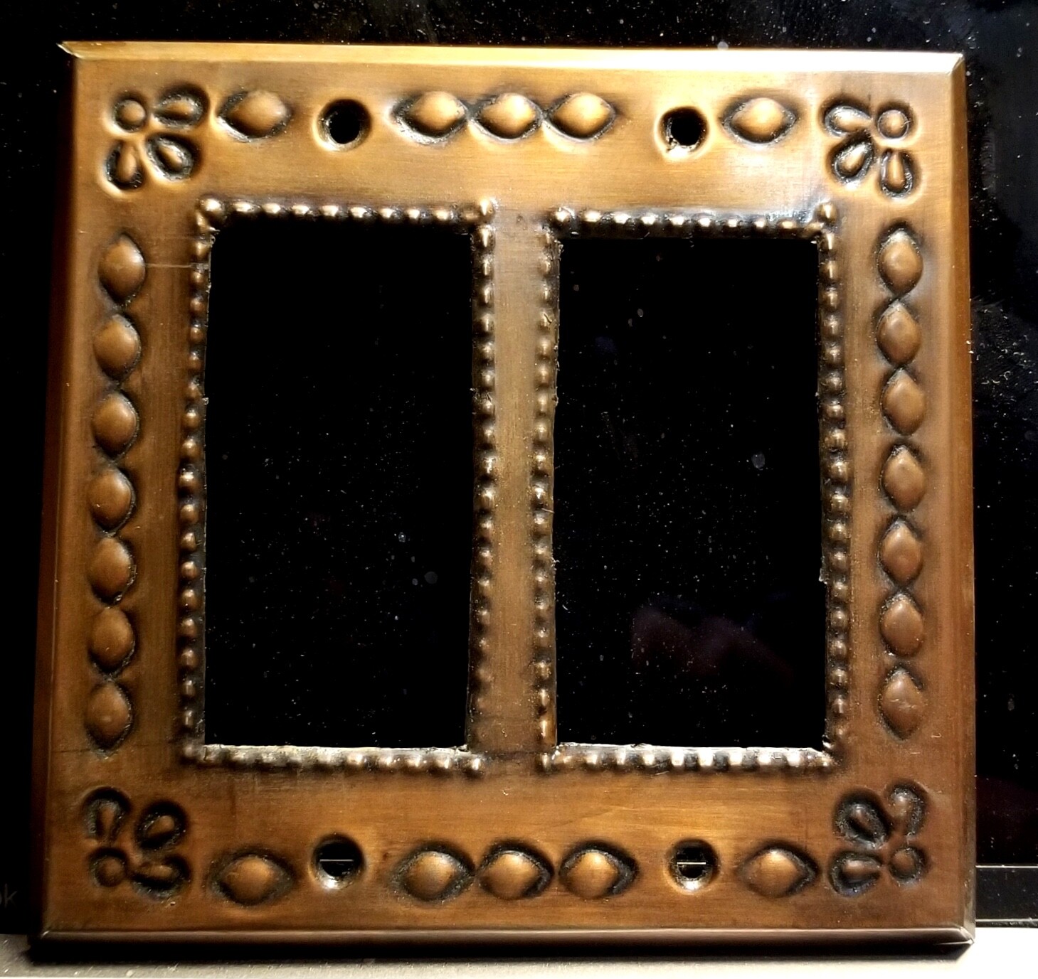 NEW! Hand-stamped Mexican Tin Double Toggle/Rocker Decorative Light Switchplate