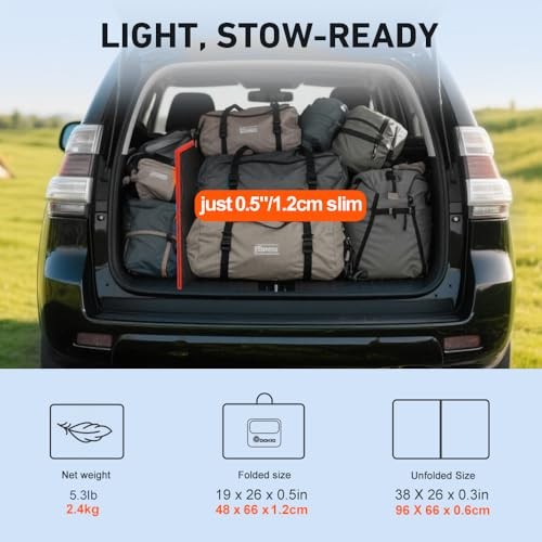 100W Portable Foldable Solar Panel Kit (19x26in, 5.3lb), with 100W 19x26in