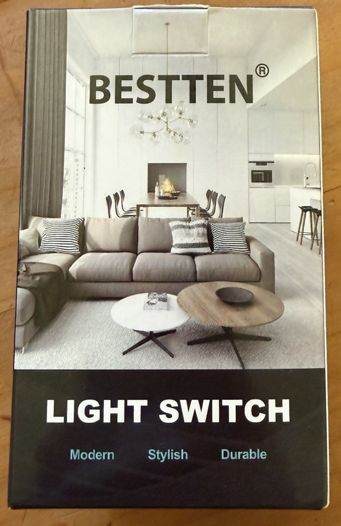 BESTTEN White Decorator/Rocker On/Off Wall Light Switch 15A 125V w/ Plate 2pk