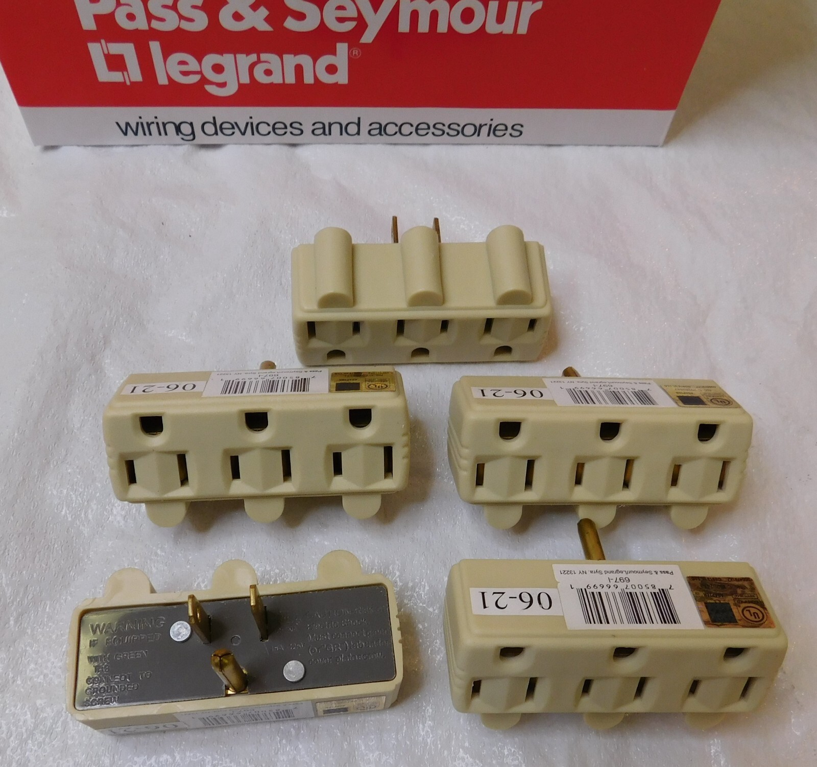 (5) Grounded 3-Way Electric Adapter 3 Outlet AC Wall Plug Triple Power Splitter