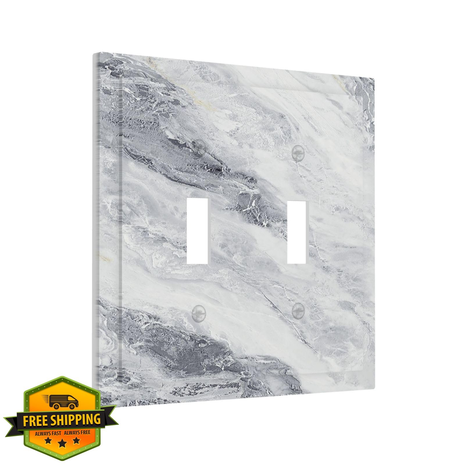 Naiqadnehz White Gray Marble 2 Gang Switch Cover