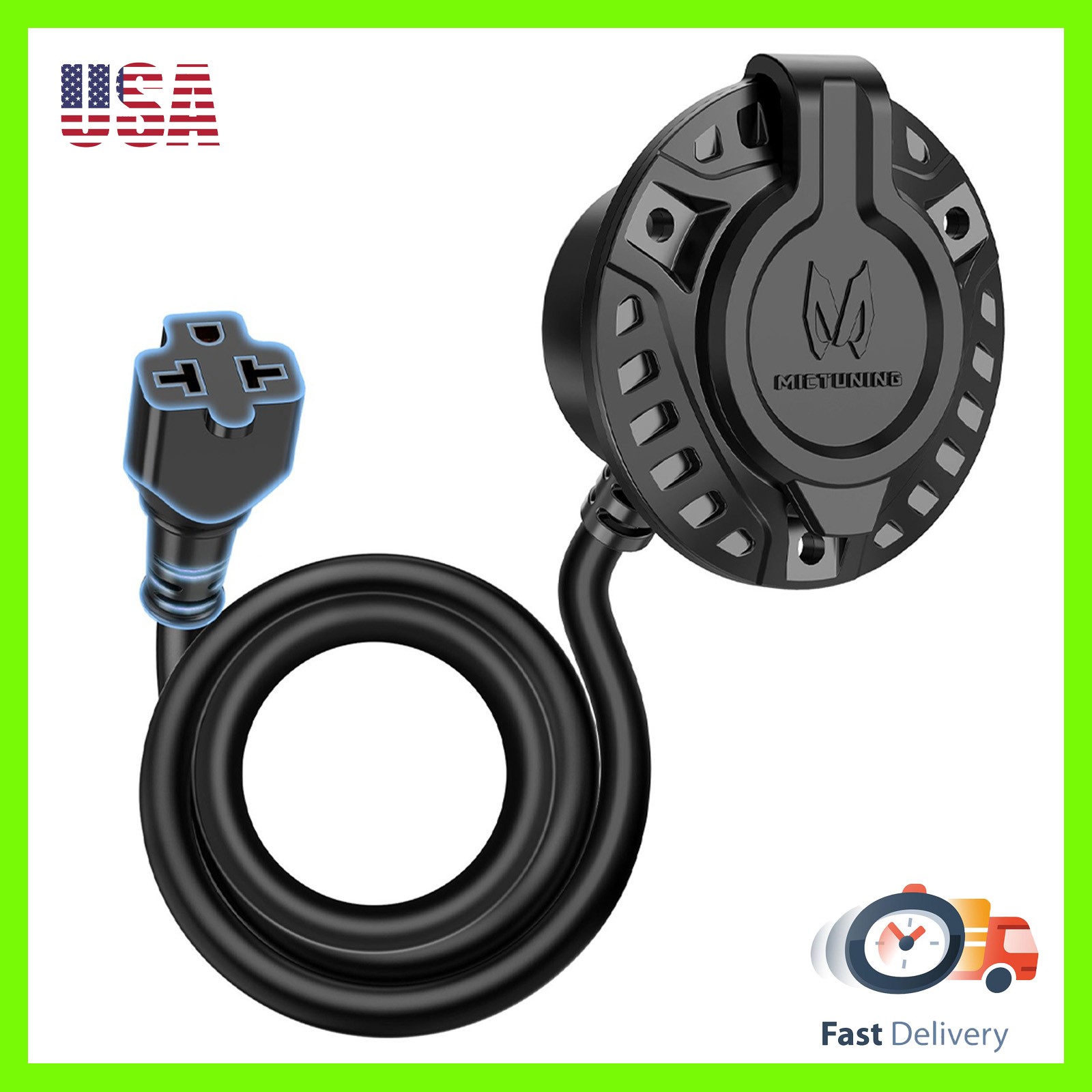 20A RV Shore Power Inlet Plug T-Blade Adapter w/ 18-Inch Cord for Camper New