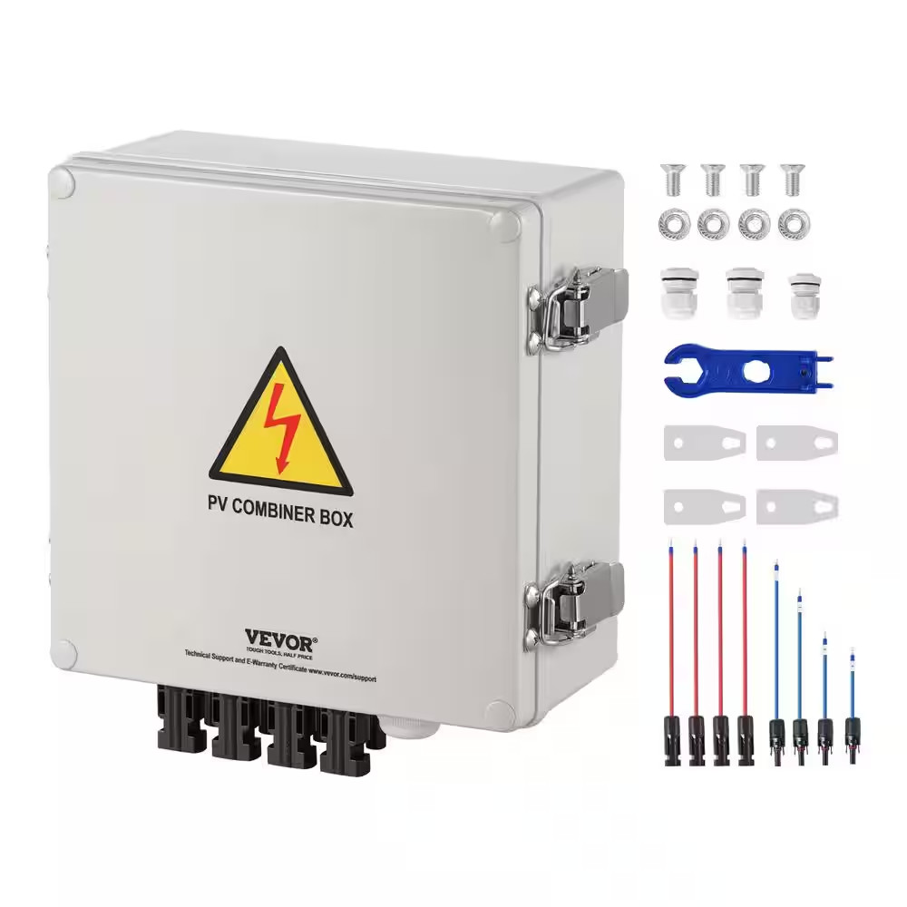 4 String 15 Amp Solar PV Combiner Box Steel Case Wih IP65 Weather Protection for