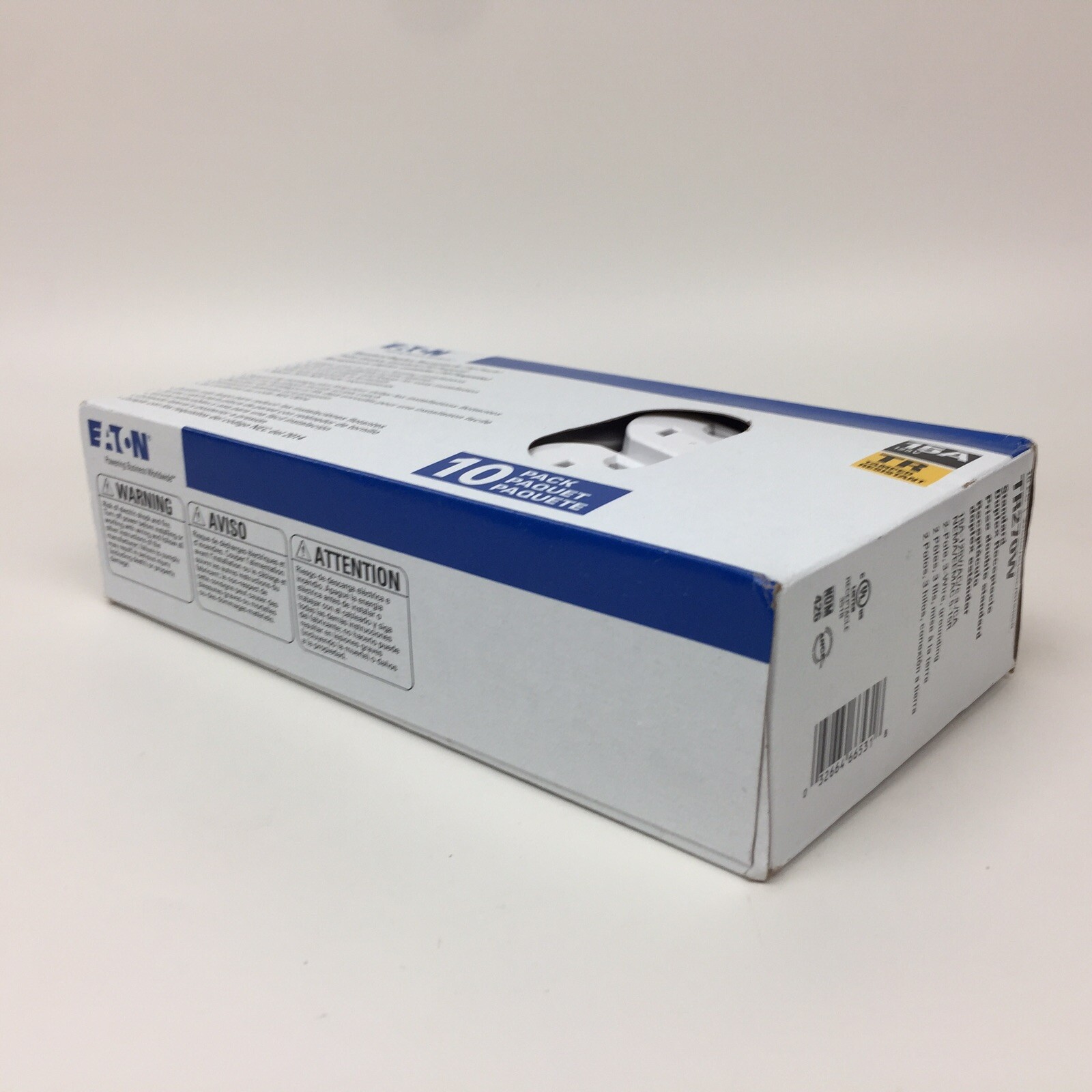 Eaton TR270W 10 Pack Standard Duplex Receptacle Electrical Outlet White 15A