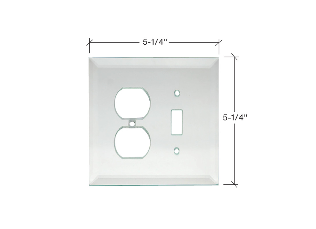 FHC MP7C 5-1/4″ x 5-1/4″ Combo Duplex Toggle Clear Glass Mirror Plate