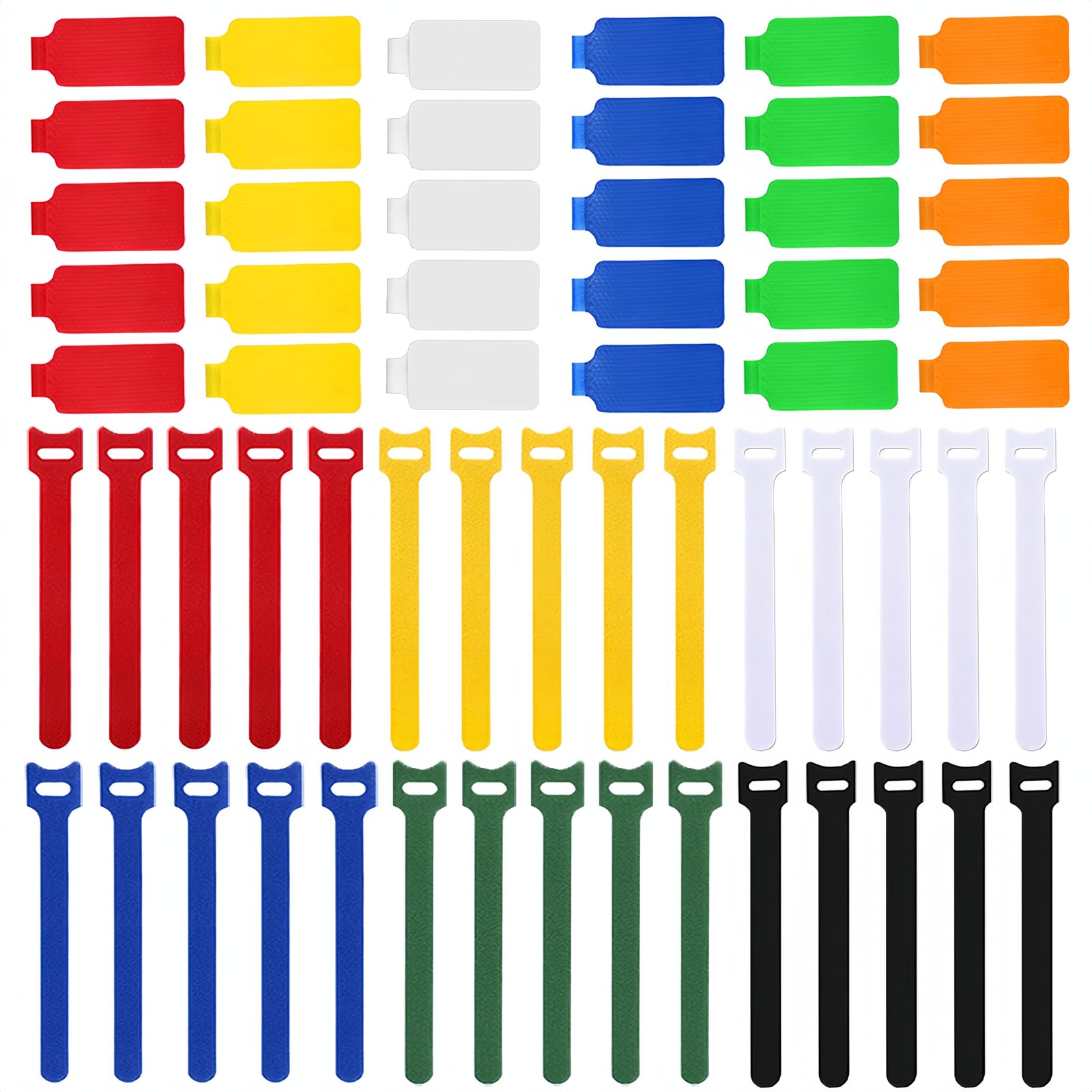 60 Pieces Cable Labels & Reusable Hook and 1.7in x 0.7in x0.12in, Colorful