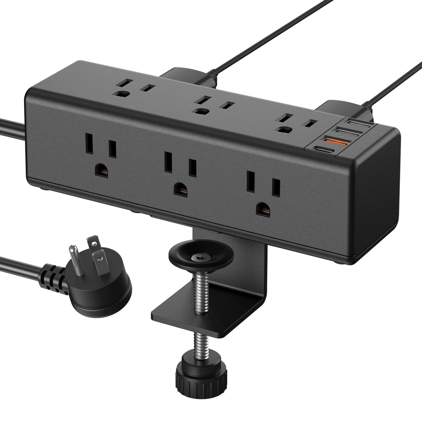 Desk Clamp Power Strip with 9 Outlets, Desktop Edge Mount Surge Protector