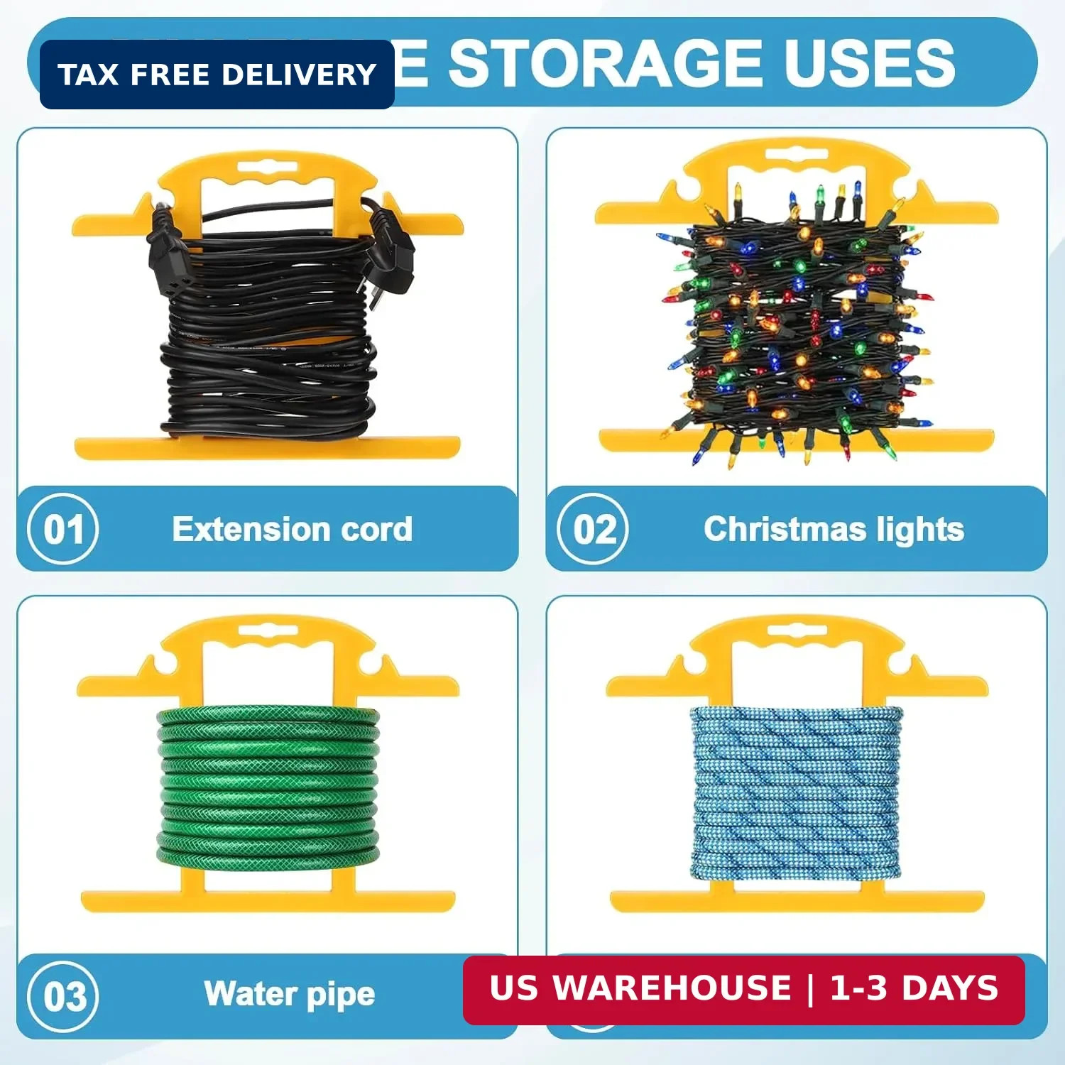 4Pcs ABS Heavy Duty Extension Cord Storage Reel Christmas Light Storage Holder P