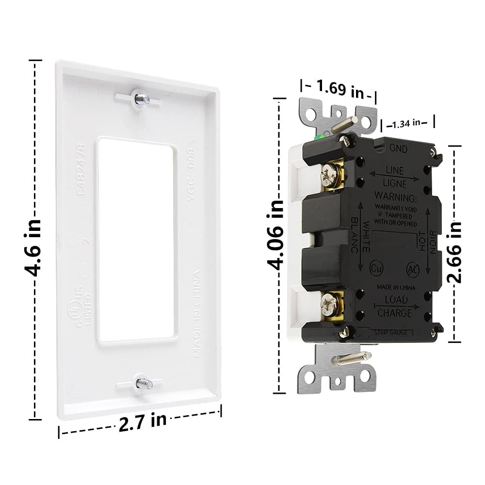 10 Pack – GFCI Outlet 15 Amp, UL Listed, Self-Test GFI Receptacles, TamperRes…