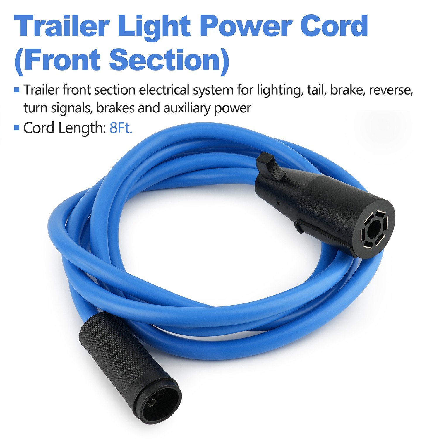 7-Way RV Plug to Round Socket Cable Cord For 14′-20′ Gooseneck Bumper Pull