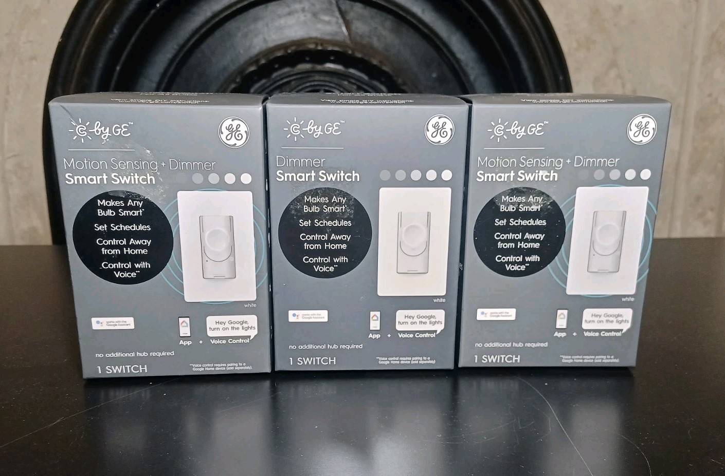 C by GE Single Pole or 3-way Smart Motion Sensing + Dimmer Switch White Lot Of 3