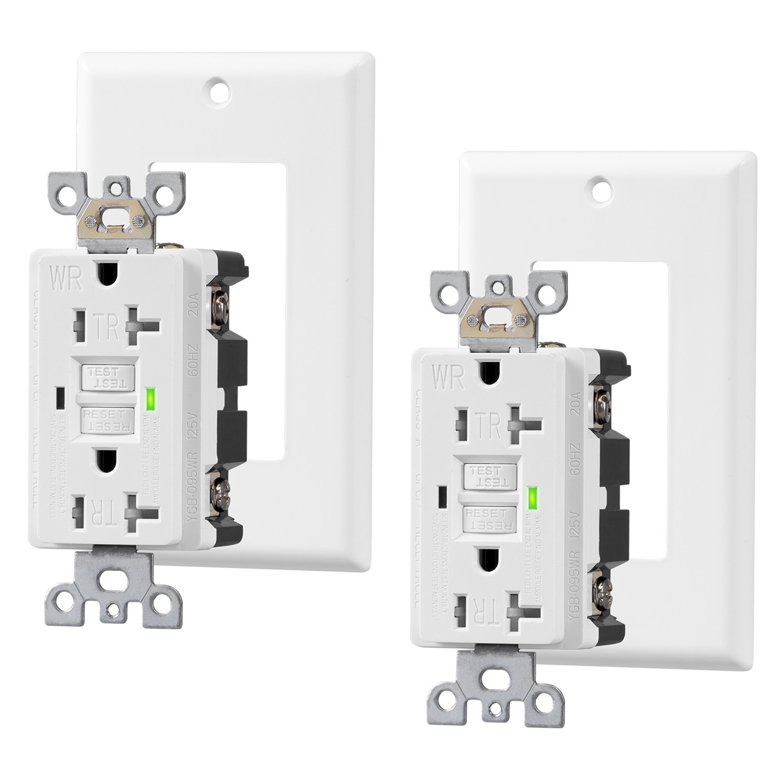 2-Pack GFCI Outlet 20Amp, Outdoor Weather-Resistant(WR), Tamper-Resistant(TR)