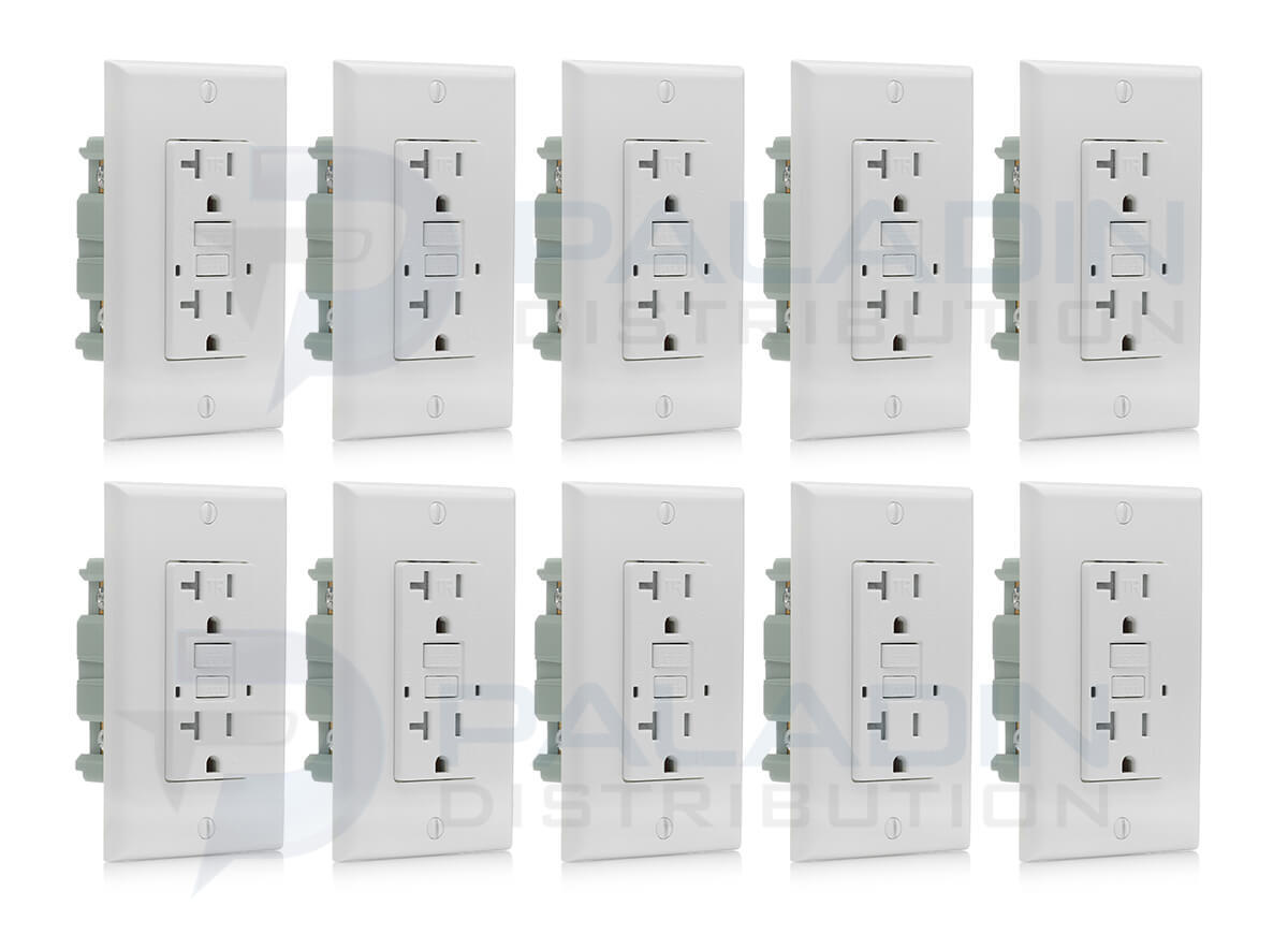 20A Amp GFCI Tamper Resistant Safety Outlet – UL Listed TR Self-Test (10 Pack)