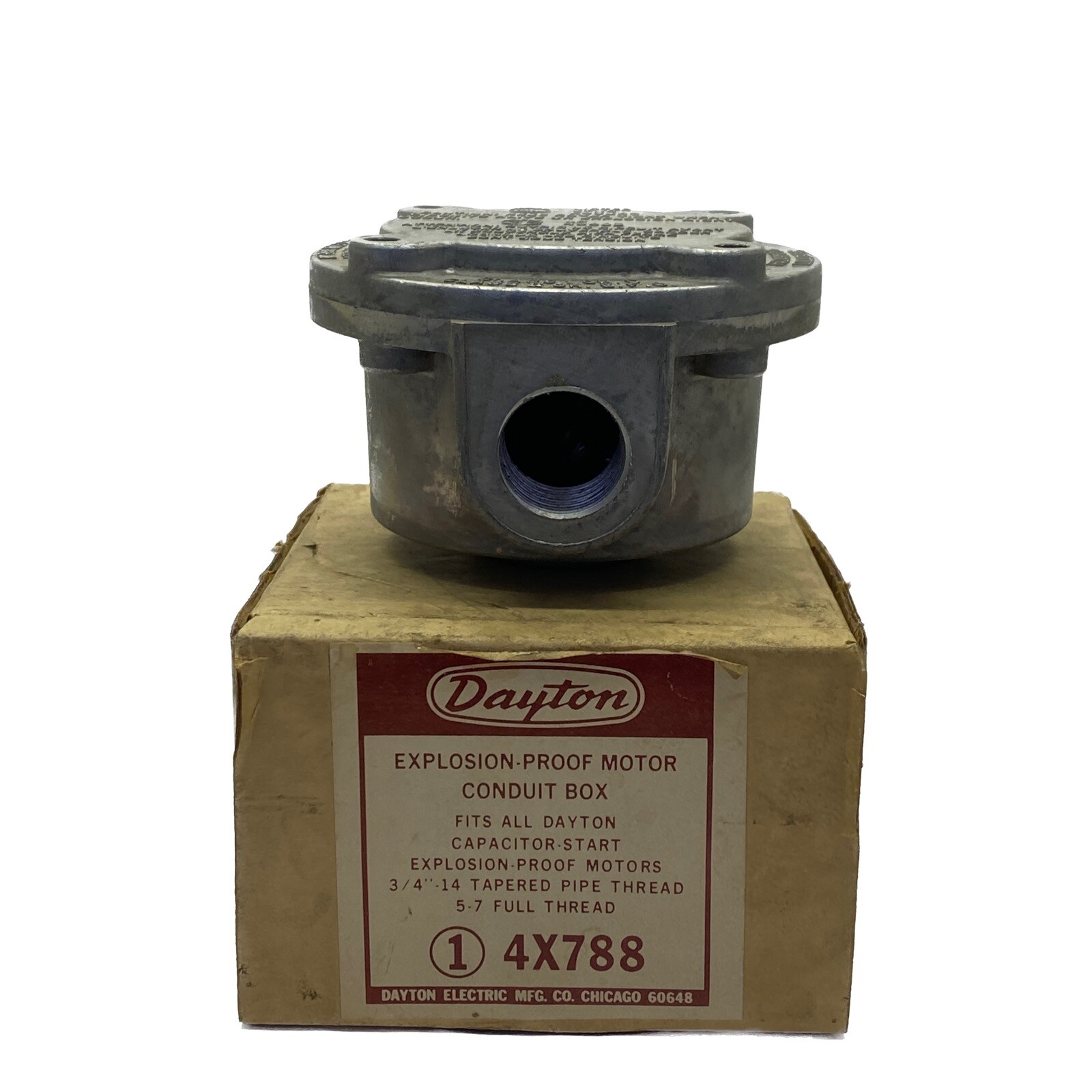 NEW OLD STOCK Dayton 3/4”- 14 Explosion-Proof Motor Conduit Box 4X788
