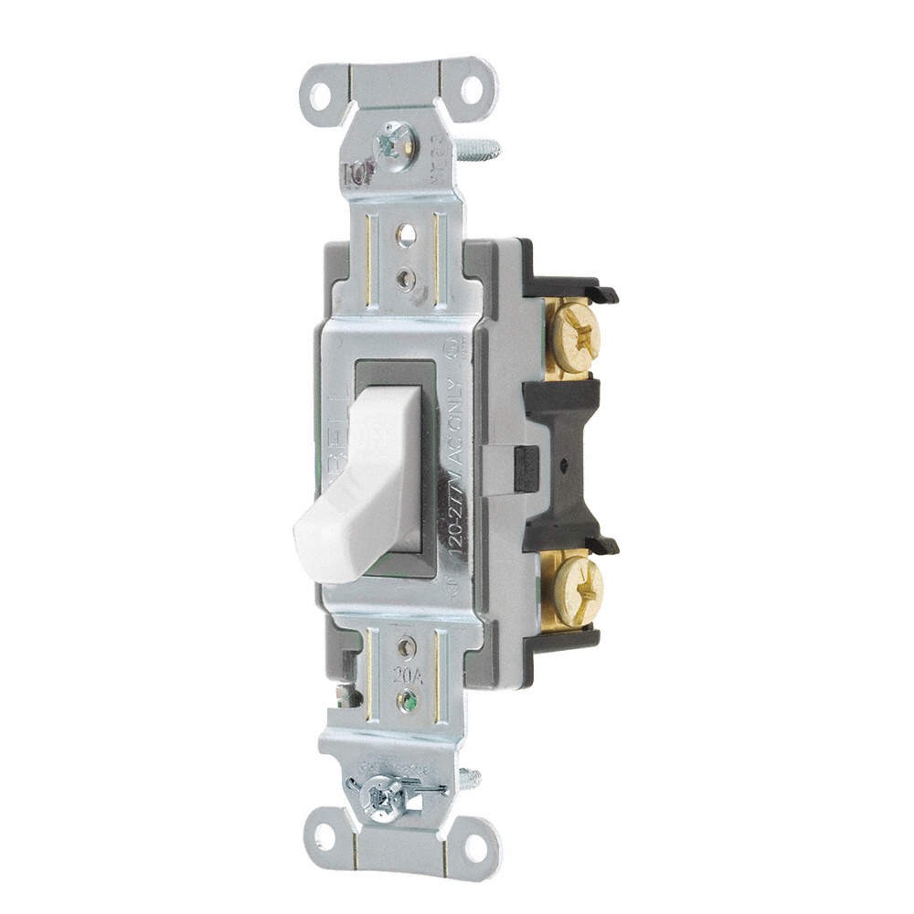 HUBBELL CSB120W Wall Switch,Wht,20A;Back;Side,SnglPole 49YL40