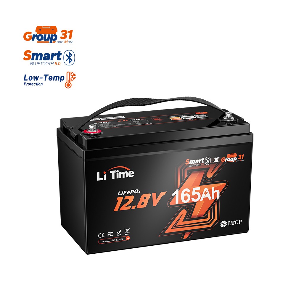 LiTime 12V 165Ah Smart Group31 LiFePO4 Lithium Battery For RV Marine-Refurbished