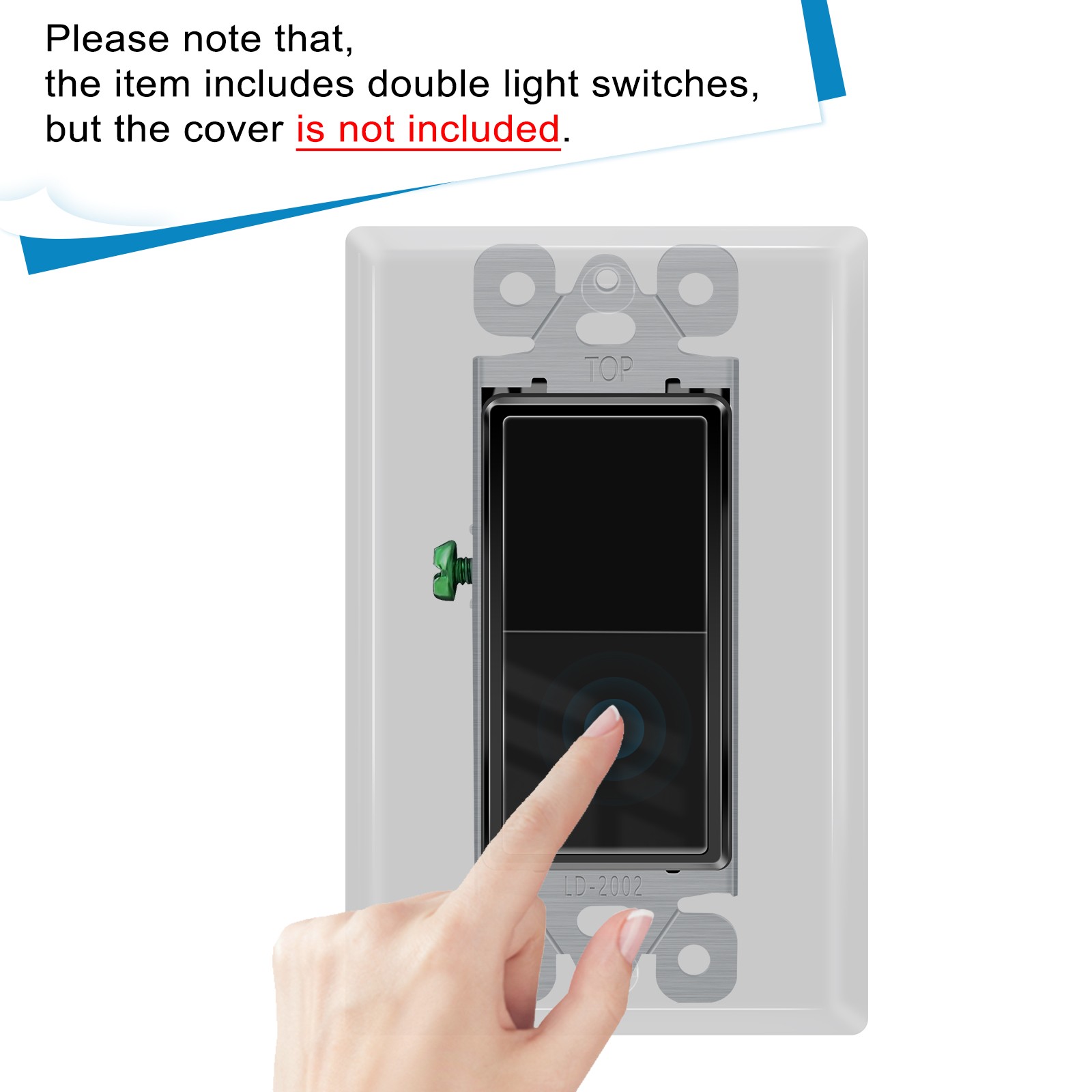 15A 120/277V Black Single Pole Rocker Light Switch UL/CUL Listed Home Use 2PK